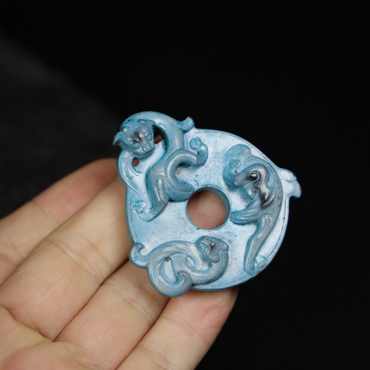 Chinese Natural Jade Carved Dragon Pendant