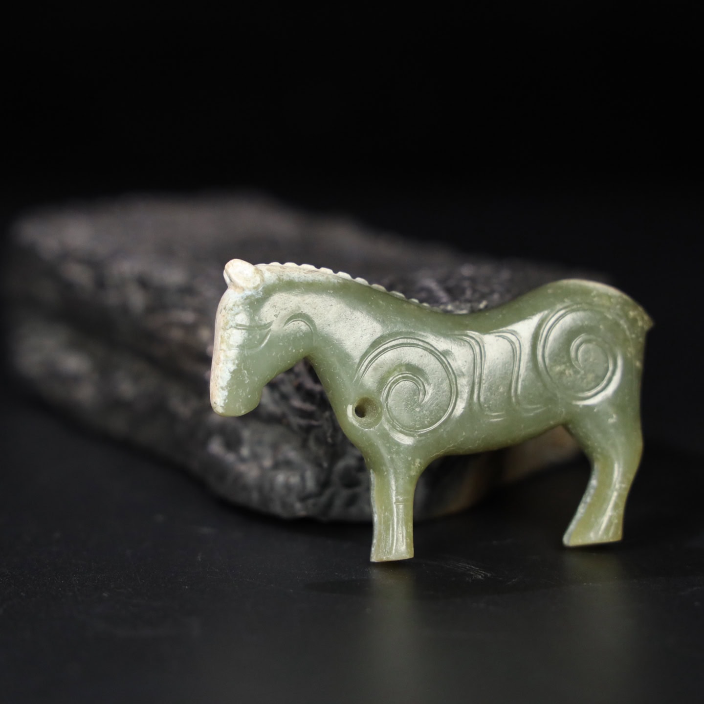 Chinese Natural Jade Carved Horse