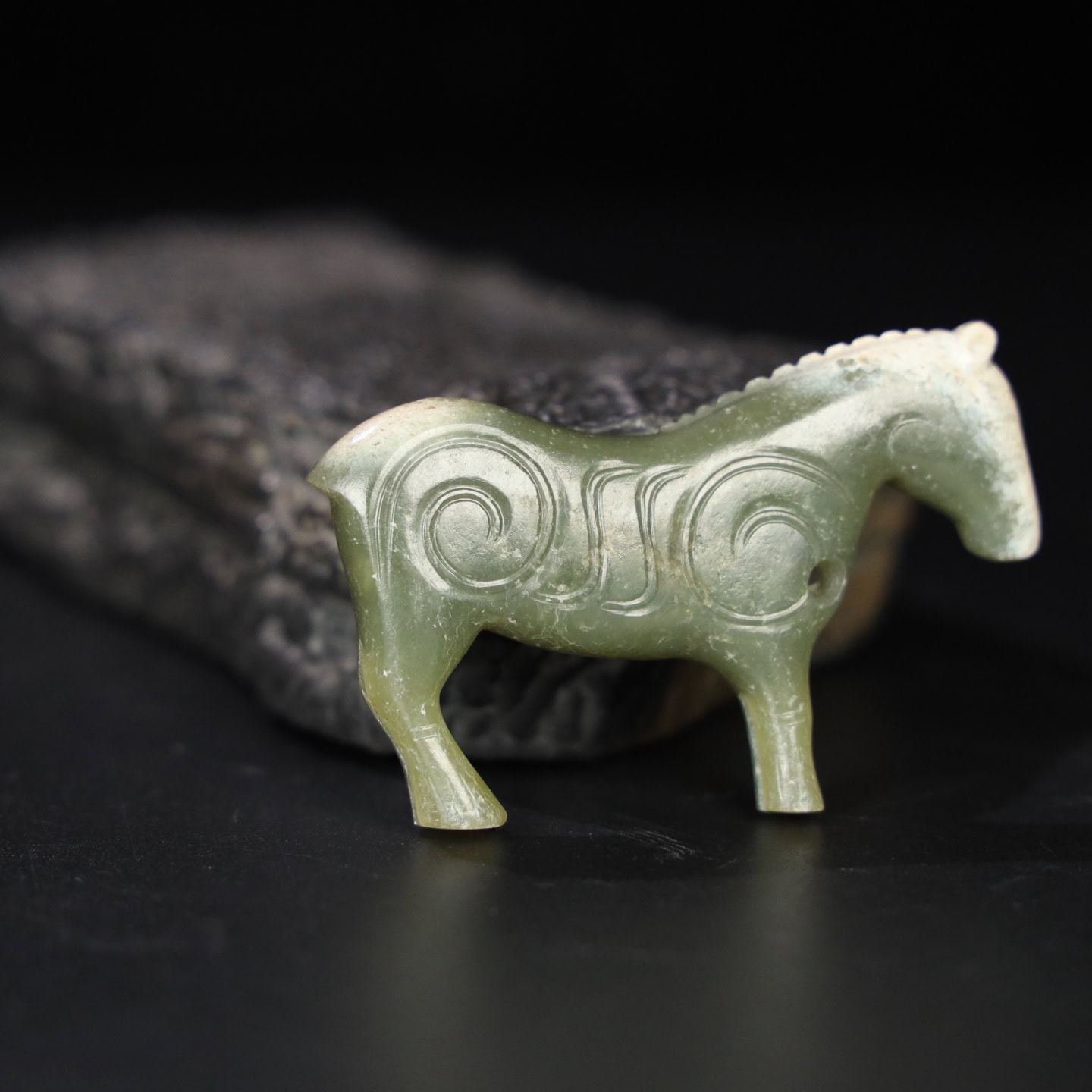 Chinese Natural Jade Carved Horse