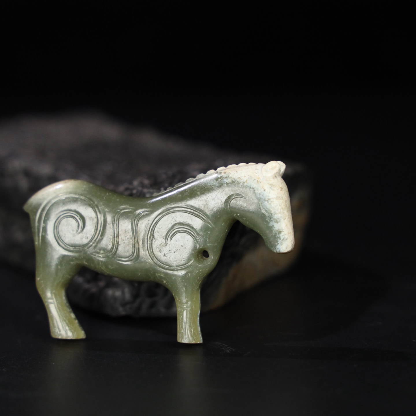 Chinese Natural Jade Carved Horse