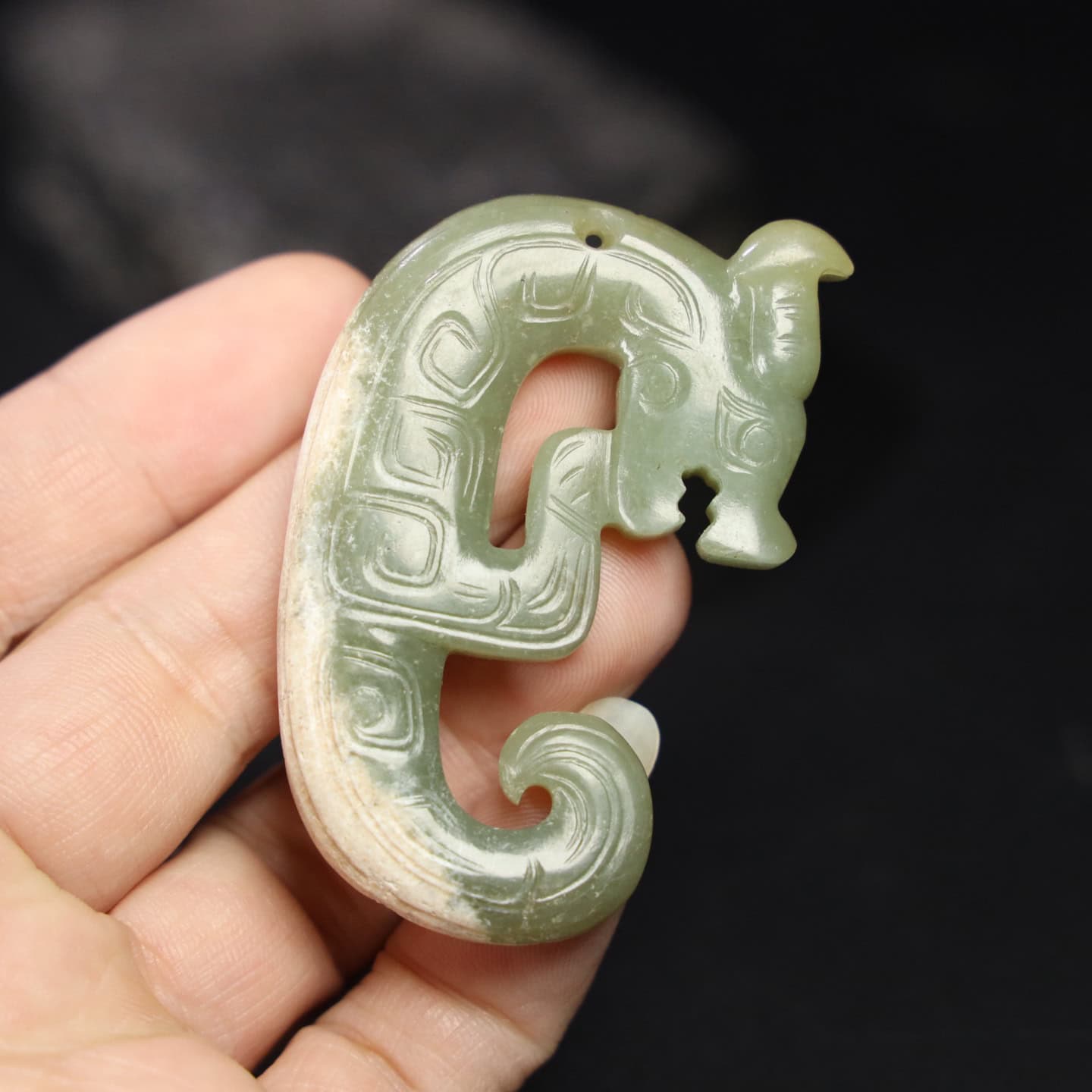 Chinese Natural Jade Carved Dragon Pendants