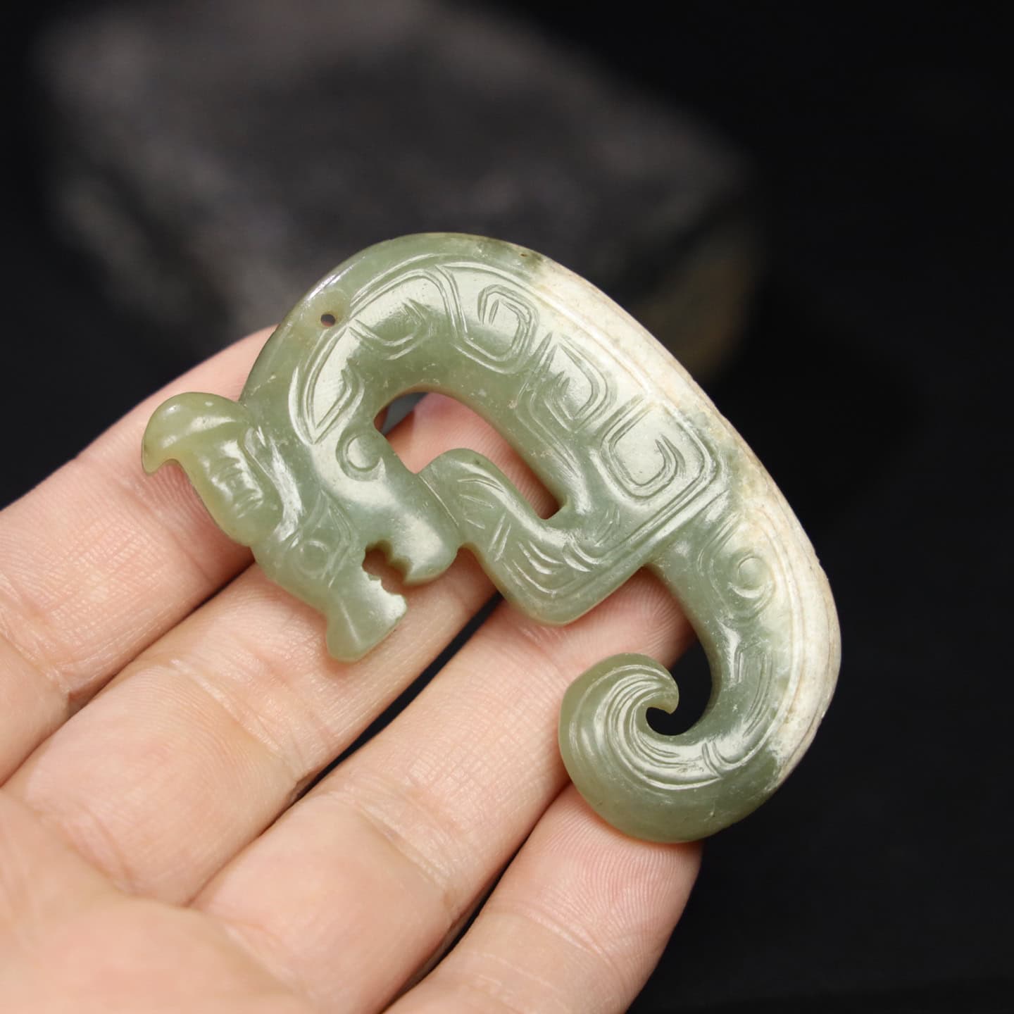 Chinese Natural Jade Carved Dragon Pendants