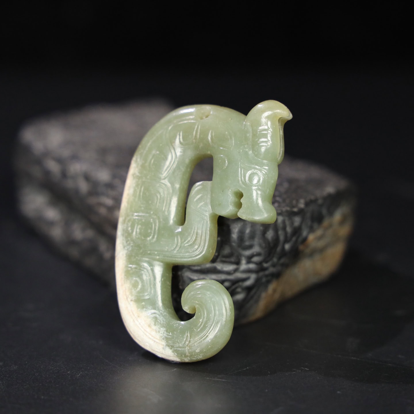 Chinese Natural Jade Carved Dragon Pendants