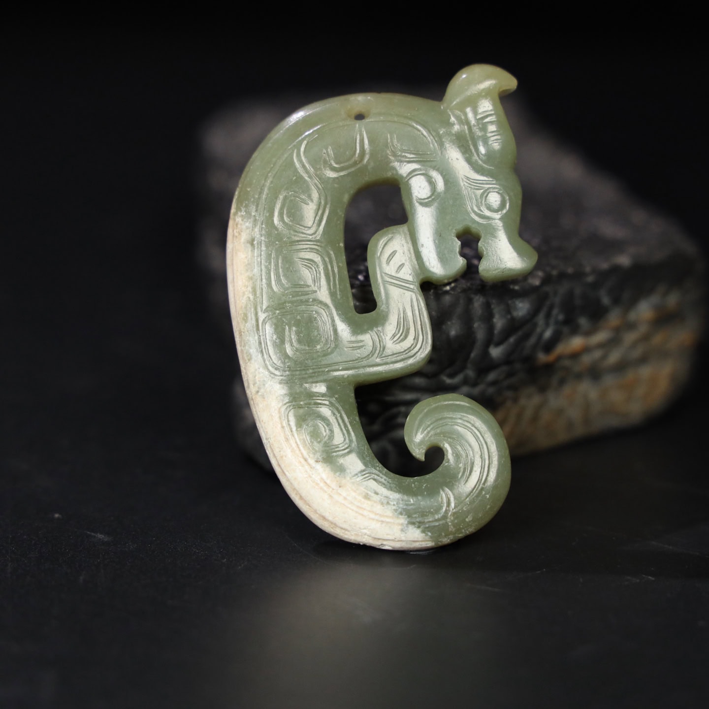 Chinese Natural Jade Carved Dragon Pendants