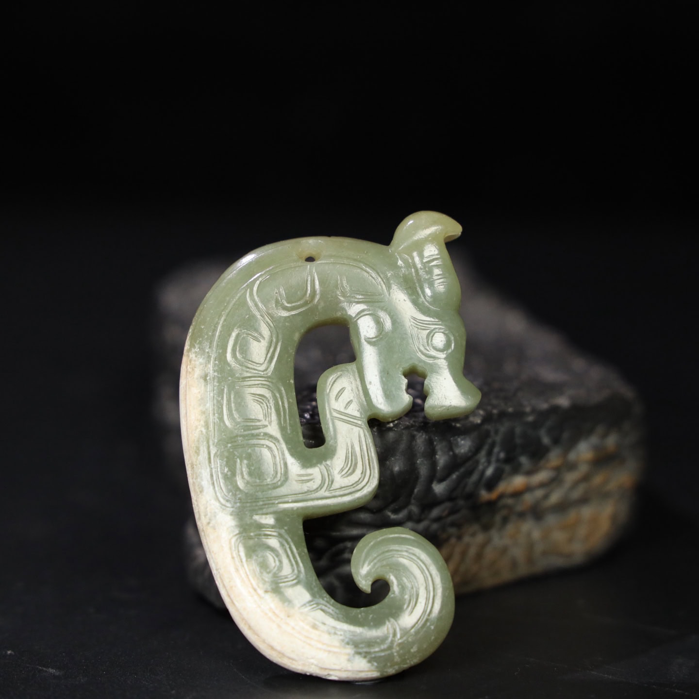 Chinese Natural Jade Carved Dragon Pendants