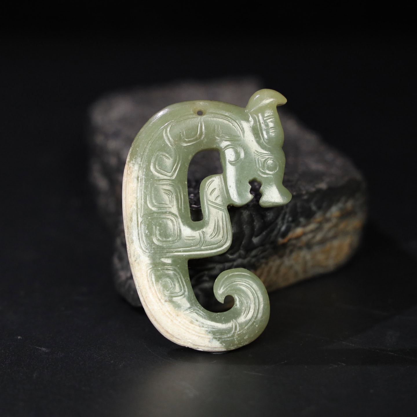 Chinese Natural Jade Carved Dragon Pendants