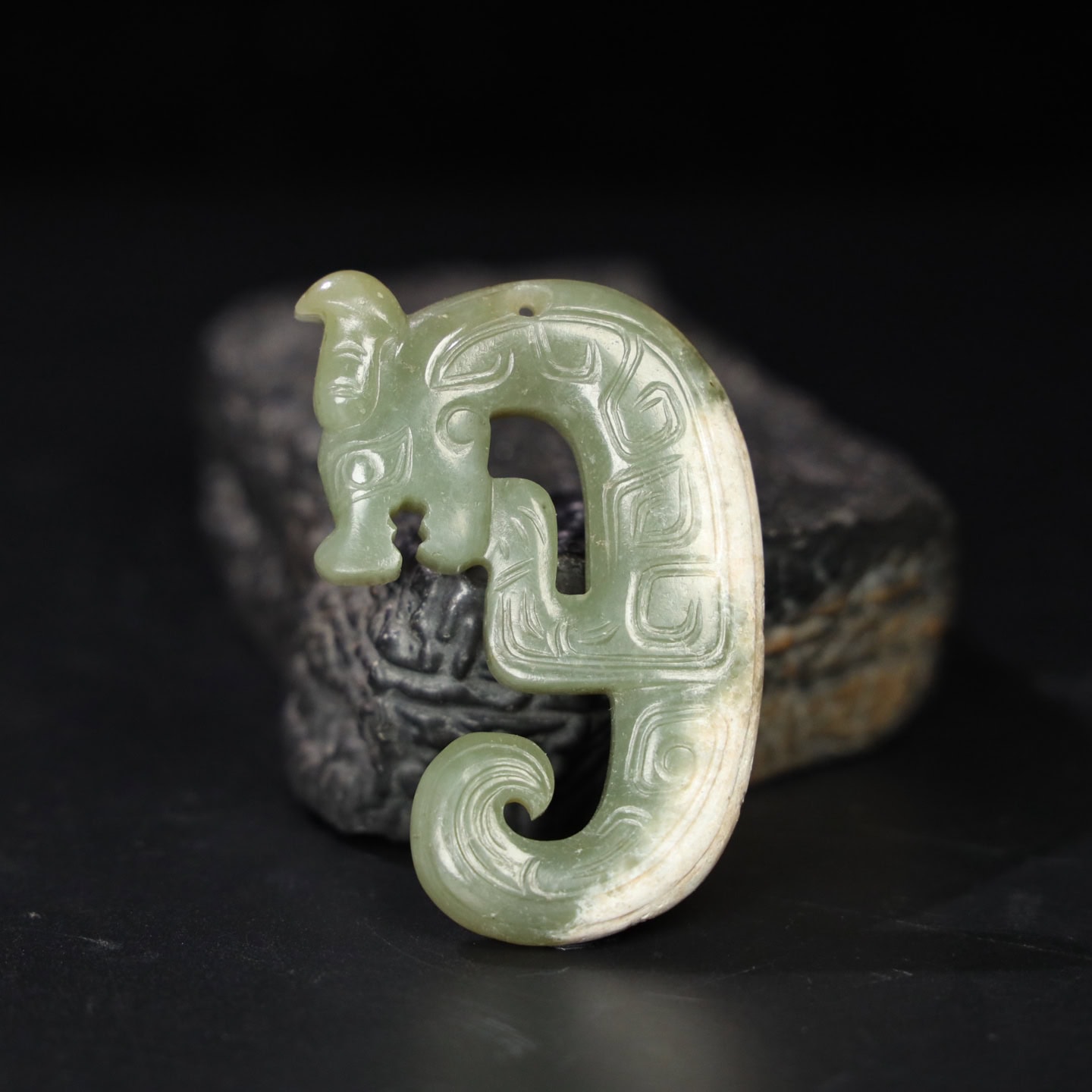Chinese Natural Jade Carved Dragon Pendants