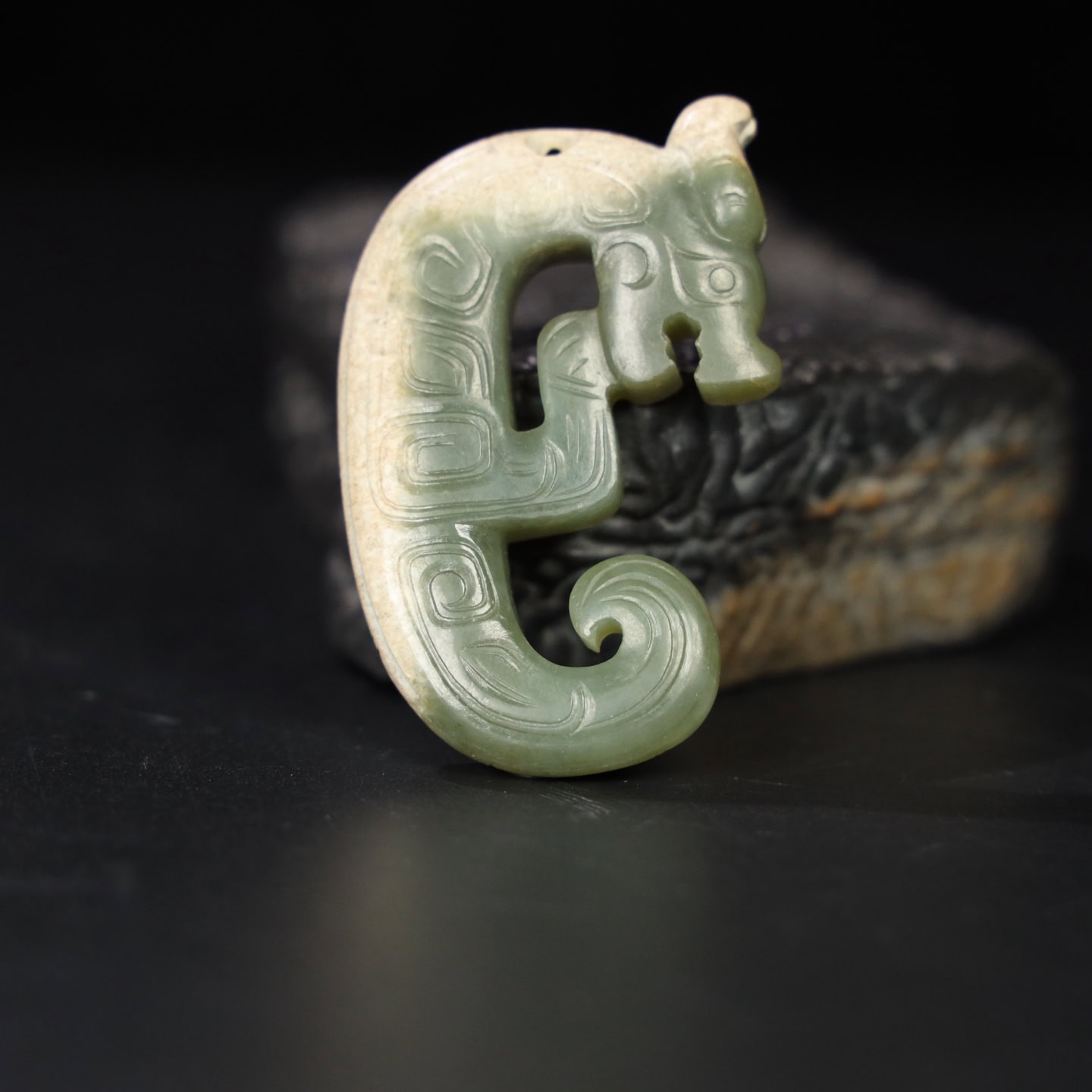 Chinese Natural Jade Carved Dragon Pendants