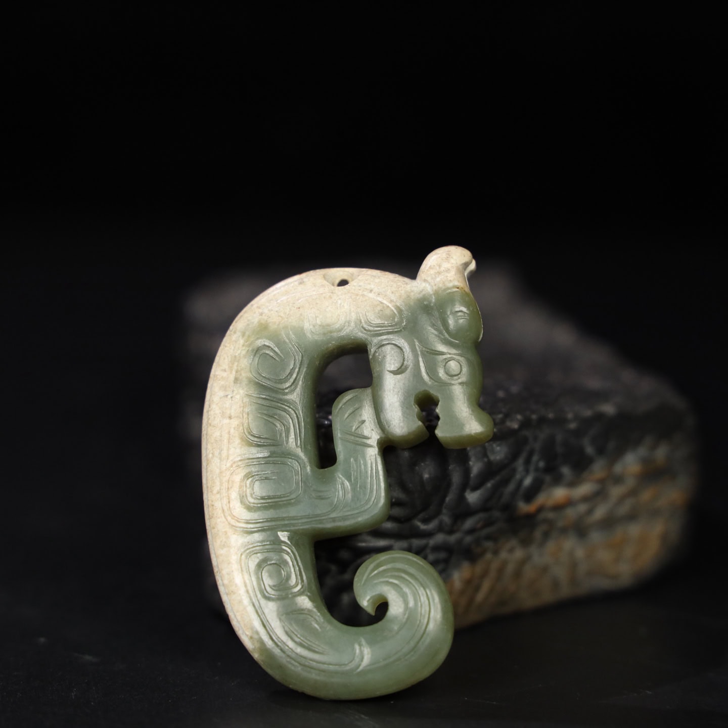 Chinese Natural Jade Carved Dragon Pendants