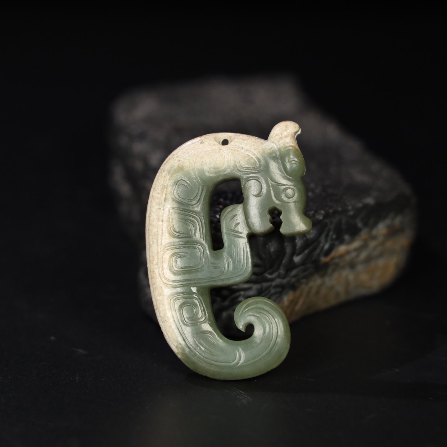 Chinese Natural Jade Carved Dragon Pendants