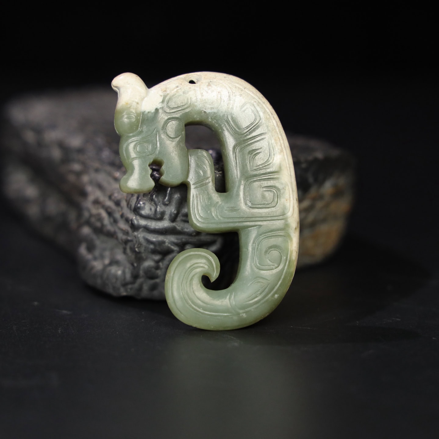 Chinese Natural Jade Carved Dragon Pendants