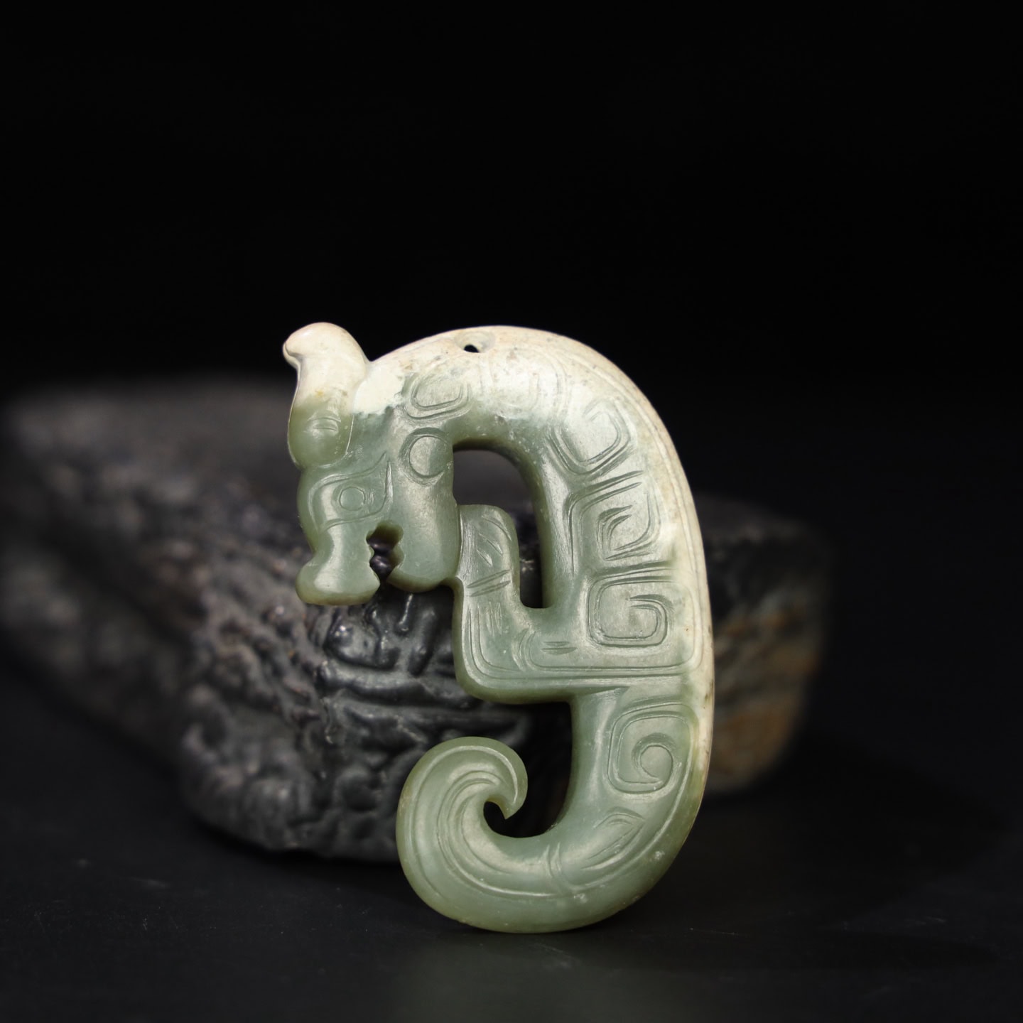 Chinese Natural Jade Carved Dragon Pendants