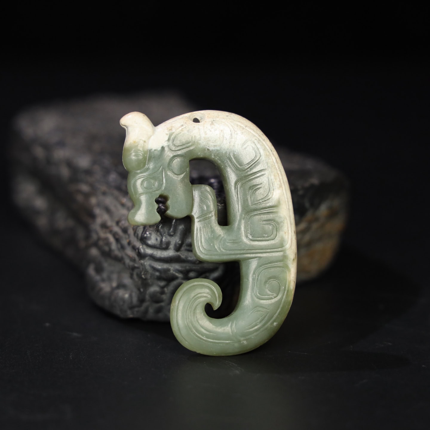 Chinese Natural Jade Carved Dragon Pendants