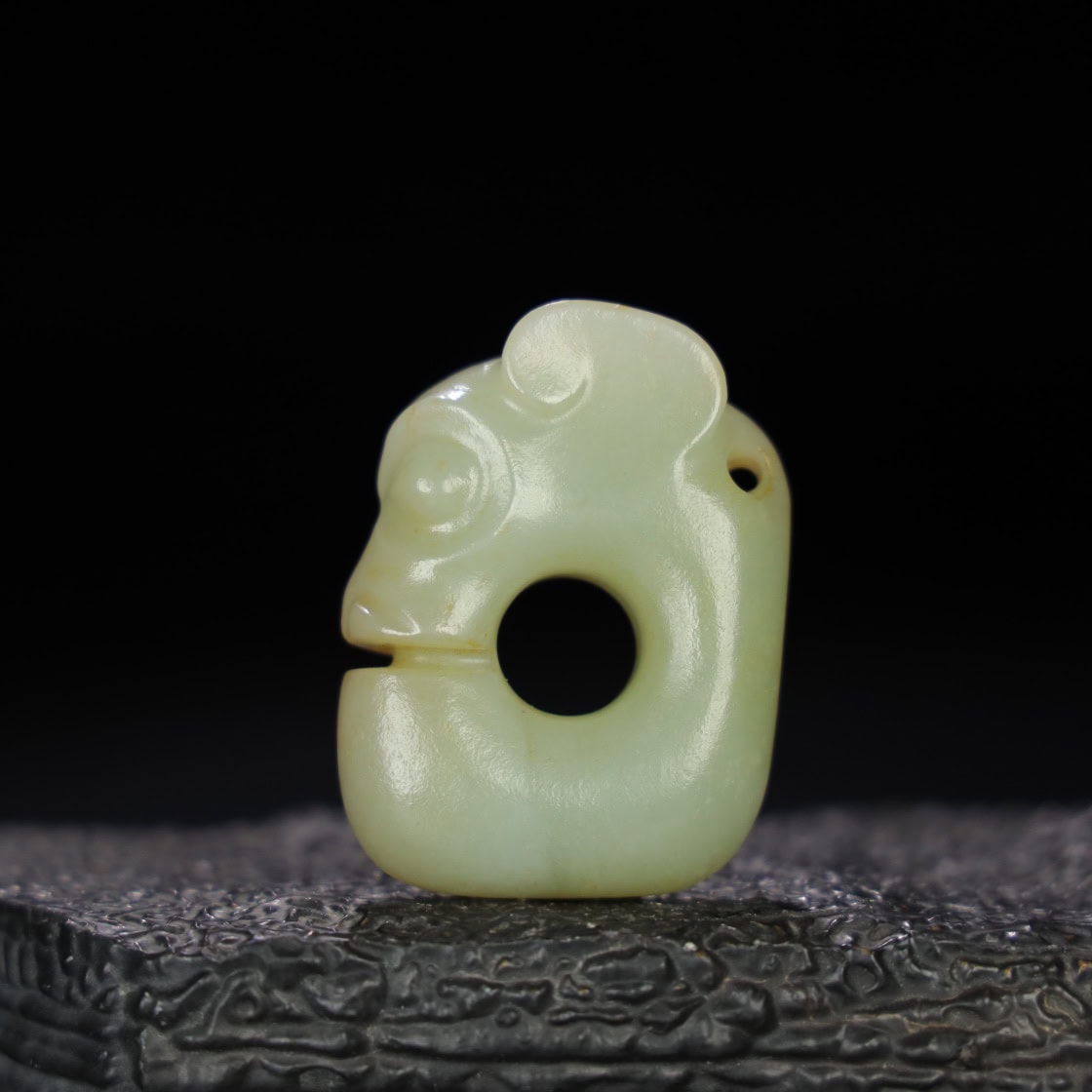 Chinese Natural Jade Carved Pig Dragon
