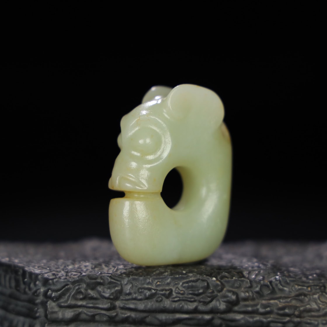 Chinese Natural Jade Carved Pig Dragon
