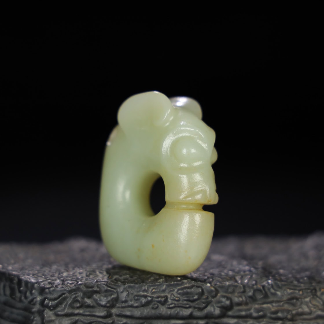 Chinese Natural Jade Carved Pig Dragon