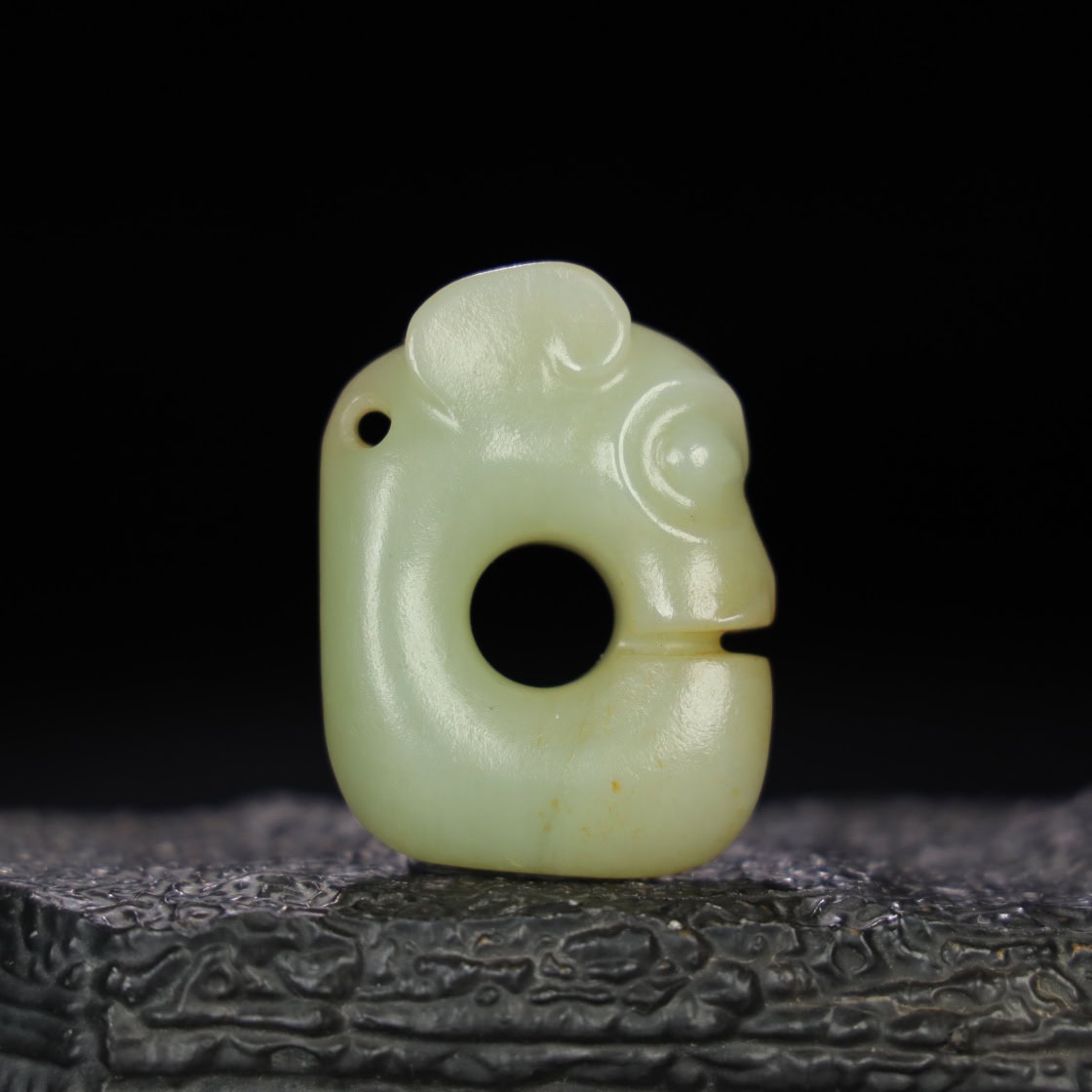 Chinese Natural Jade Carved Pig Dragon