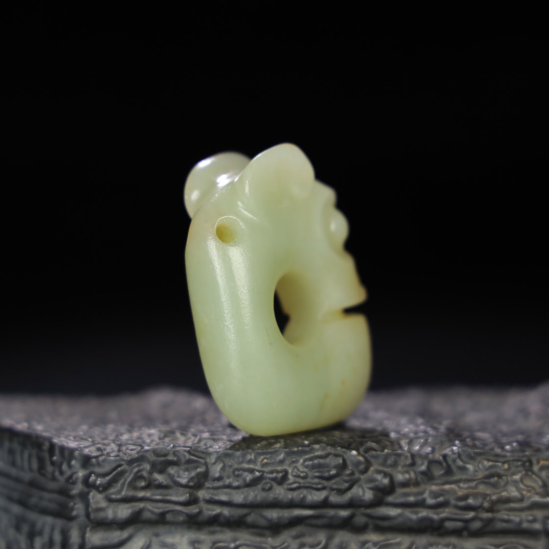 Chinese Natural Jade Carved Pig Dragon