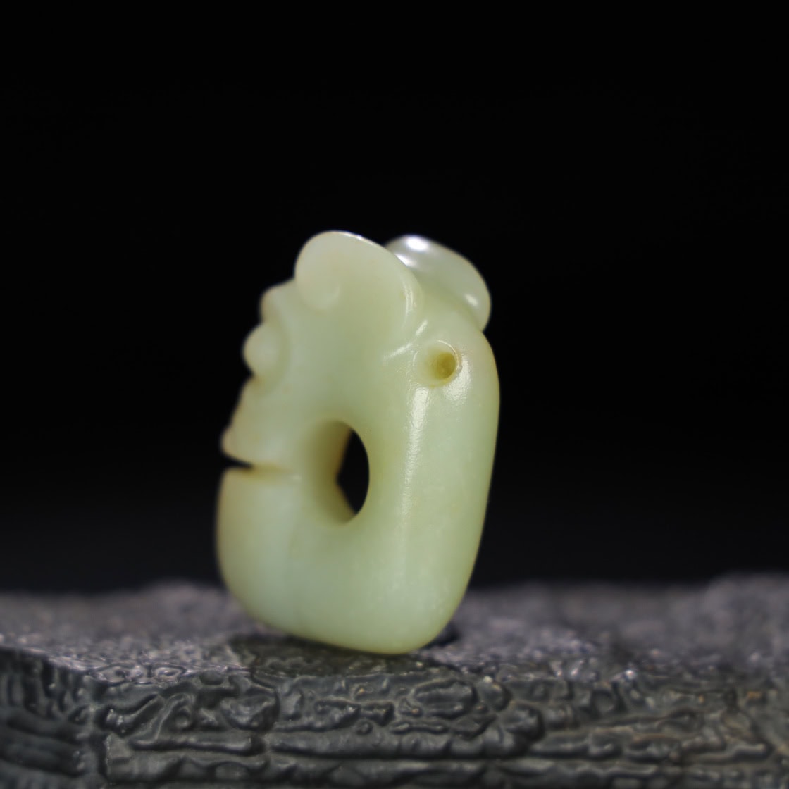 Chinese Natural Jade Carved Pig Dragon