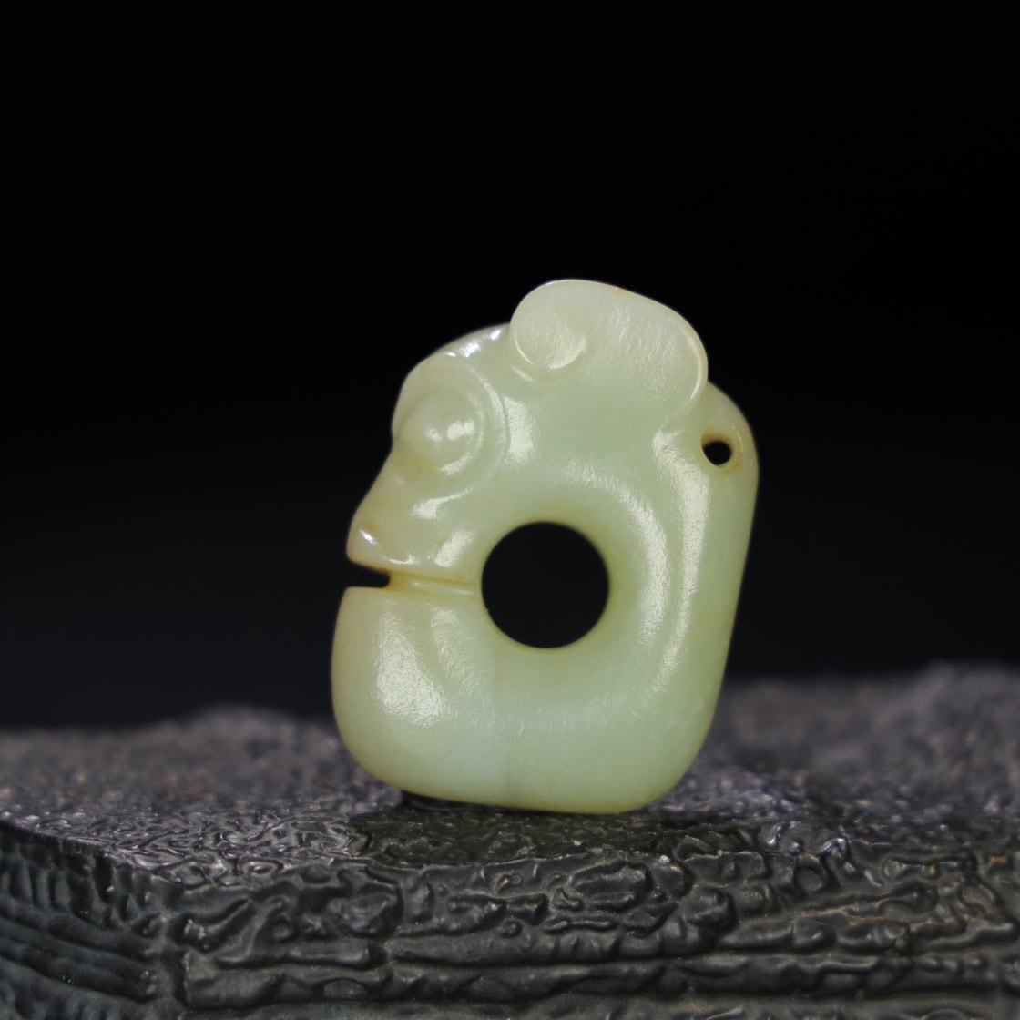 Chinese Natural Jade Carved Pig Dragon
