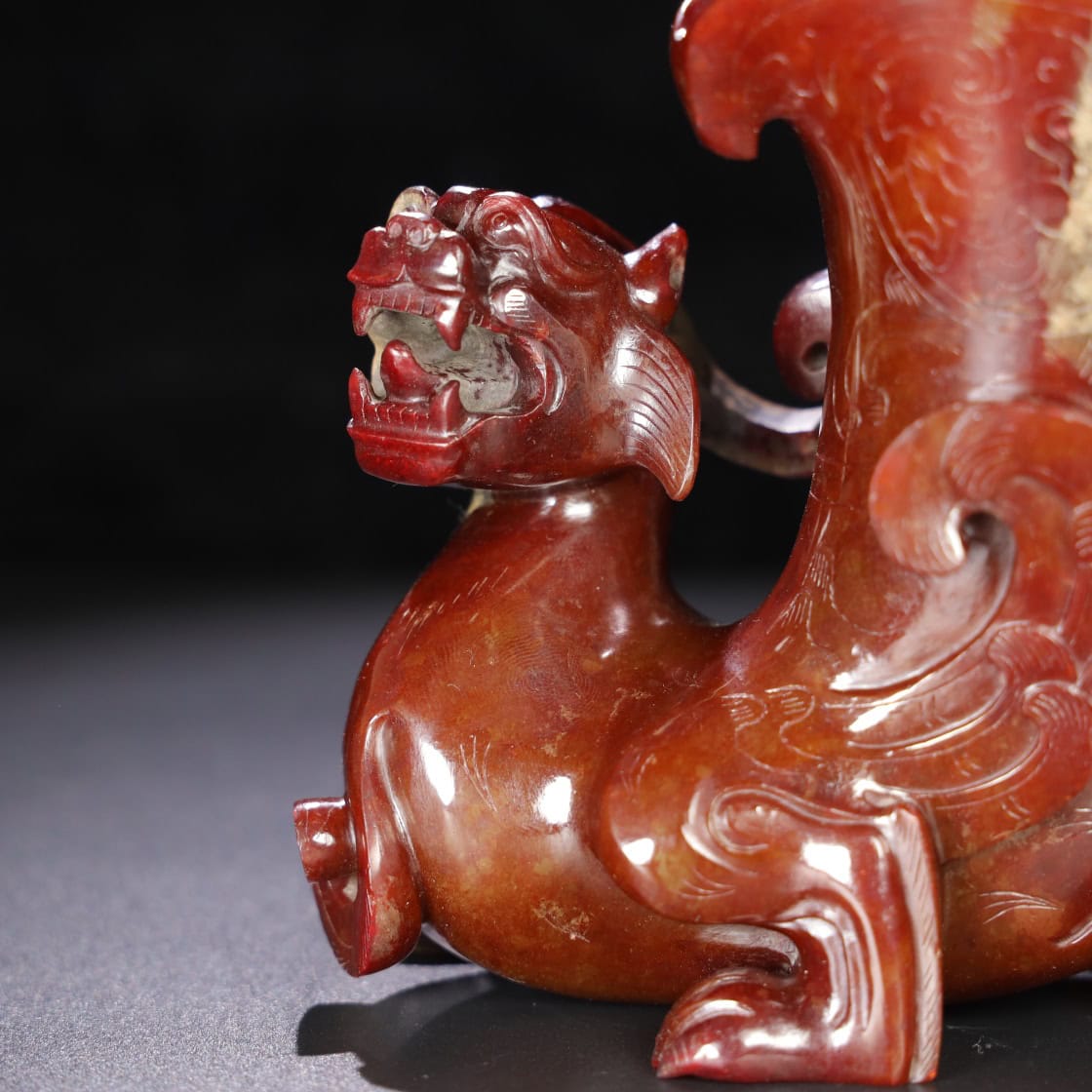 Chinese Natural Jade Carved Dragon cup