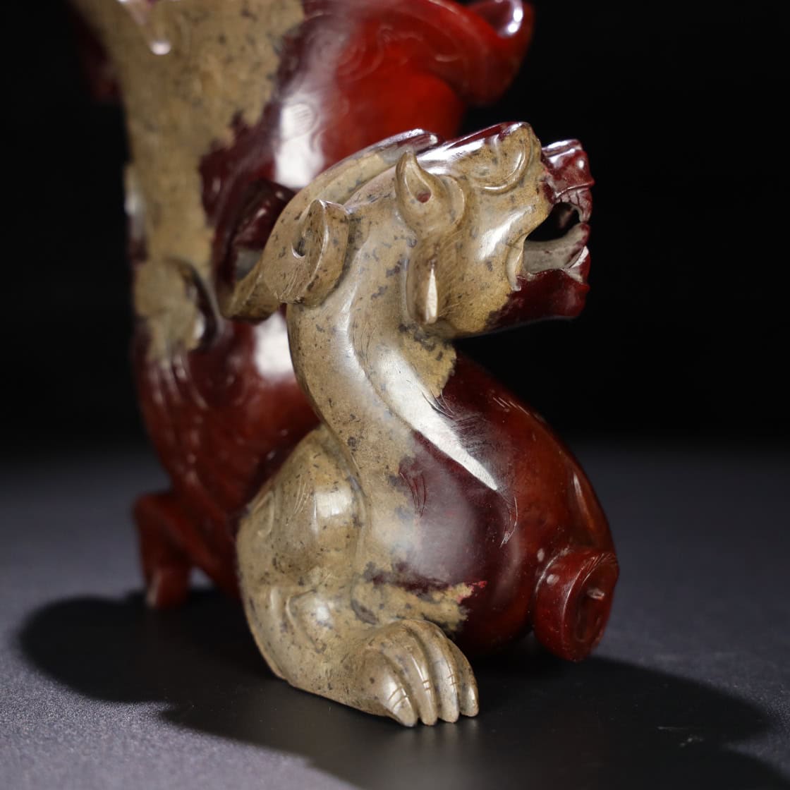 Chinese Natural Jade Carved Dragon cup