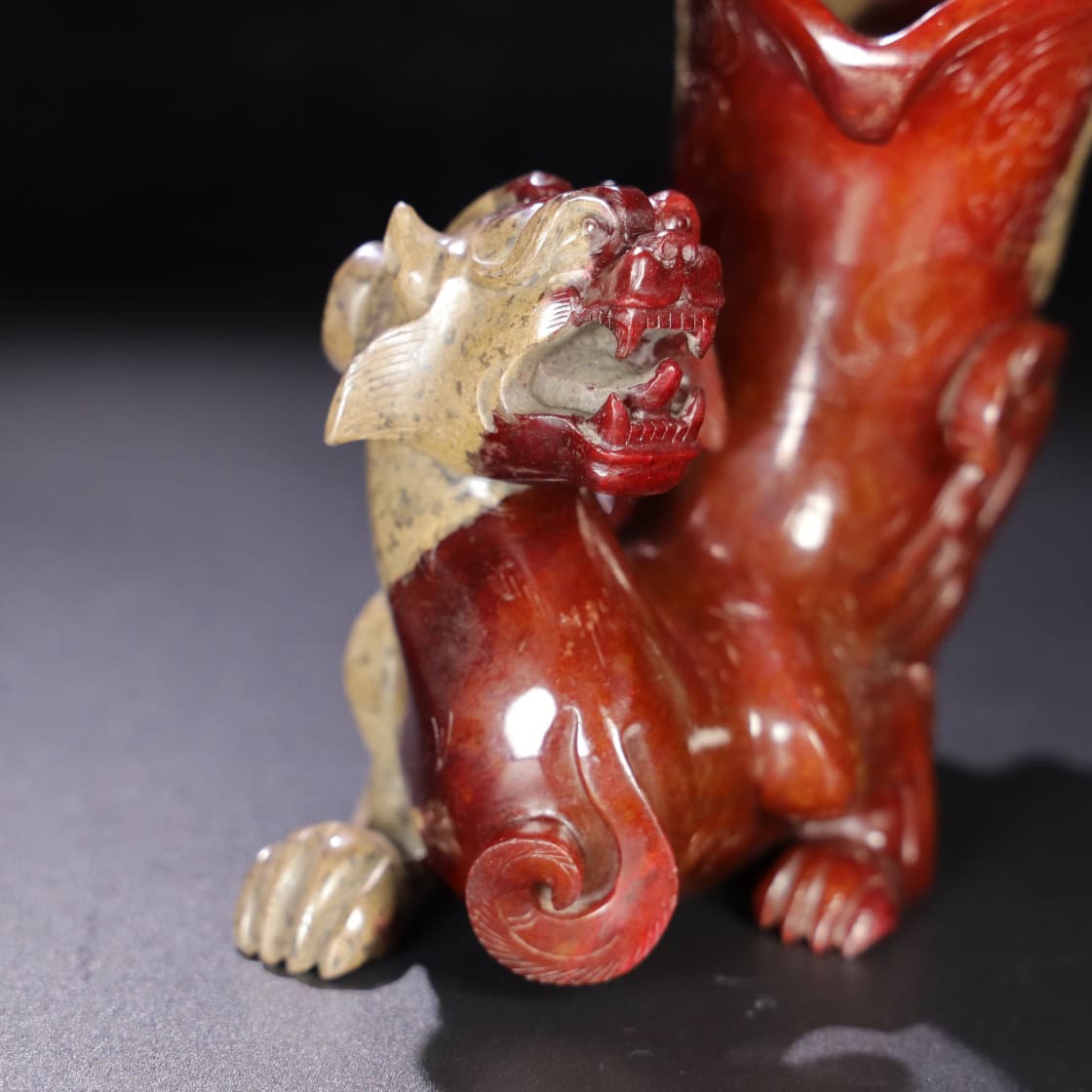 Chinese Natural Jade Carved Dragon cup