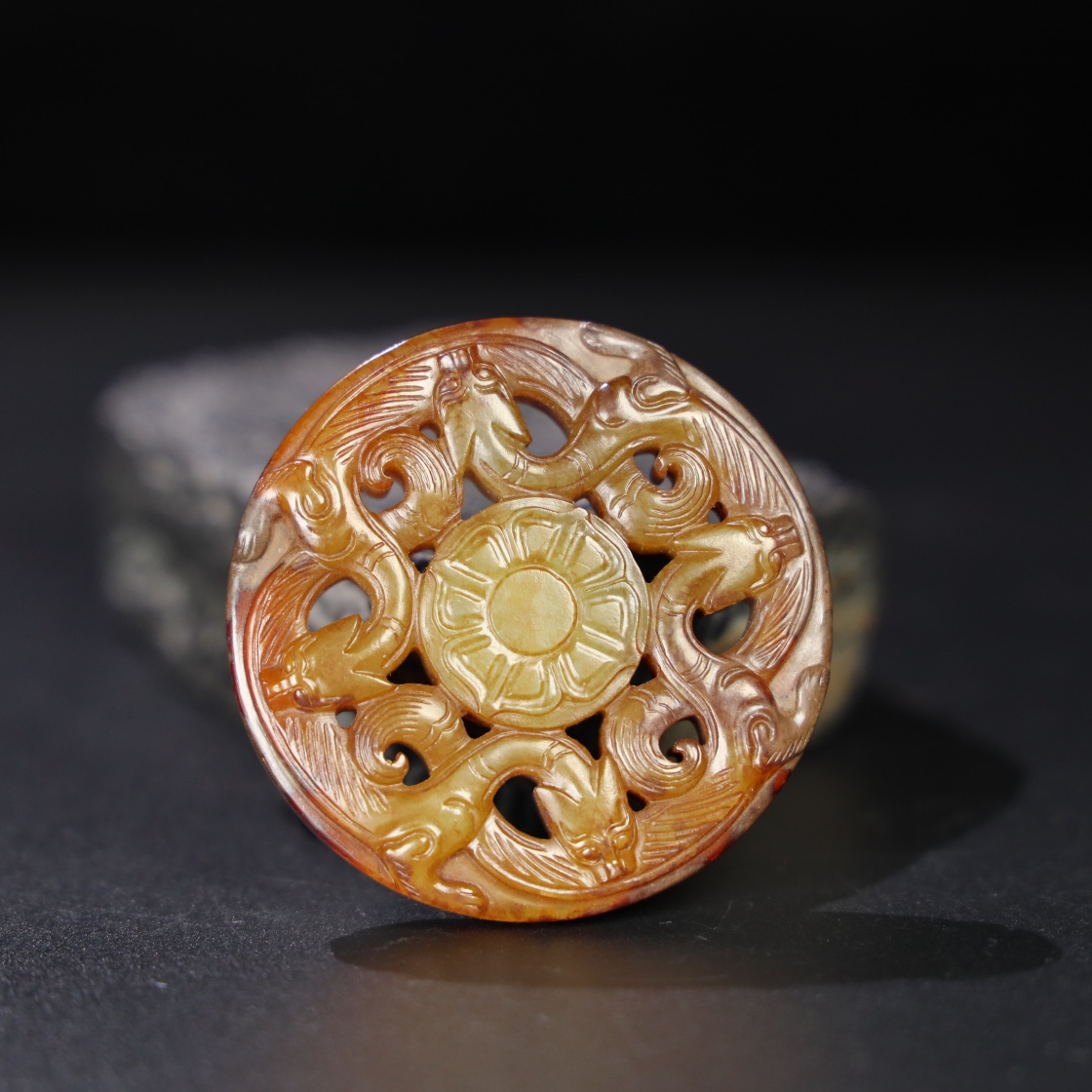 Chinese Natural Jade Carved Dragon Pendant
