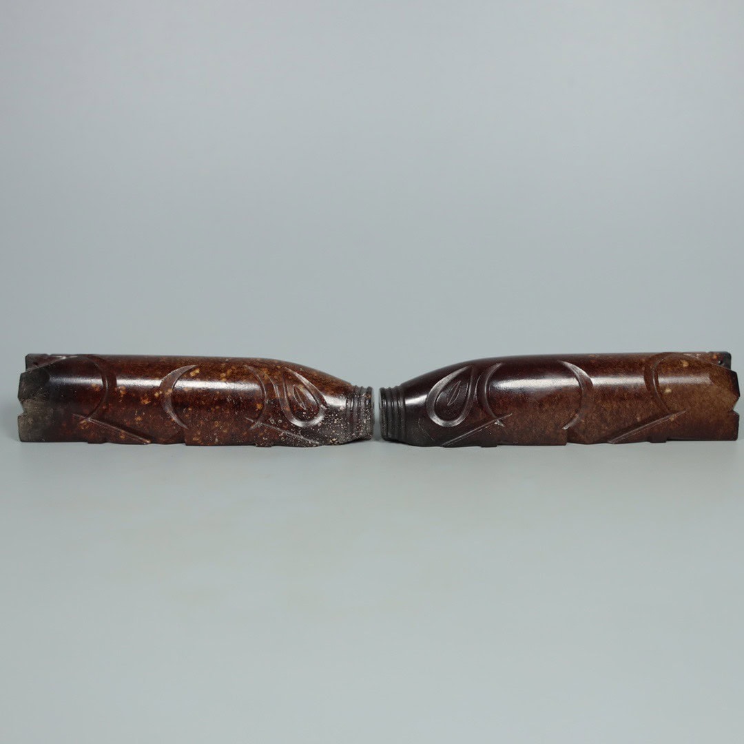 Chinese Natural Jade Carved Pig Handles