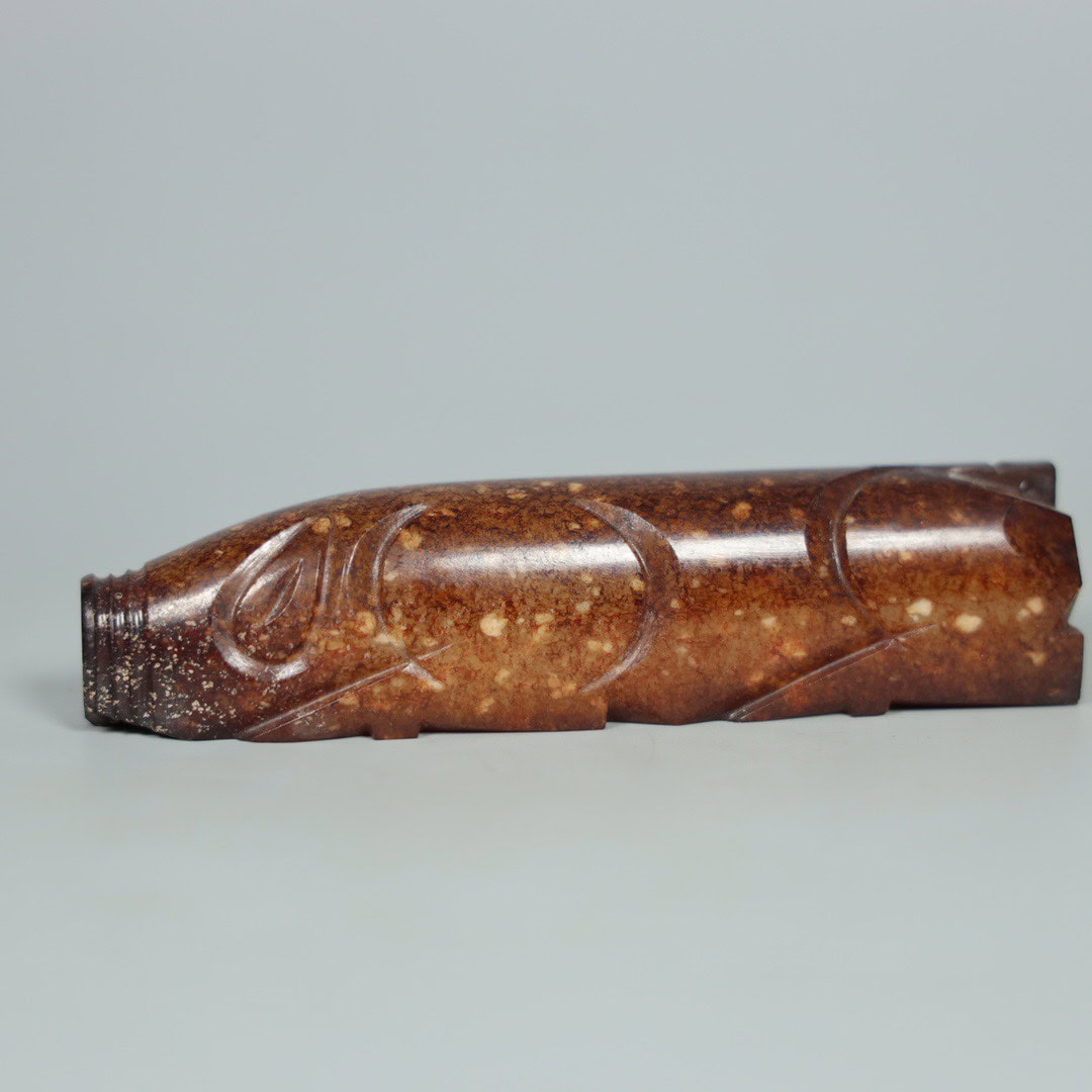 Chinese Natural Jade Carved Pig Handles