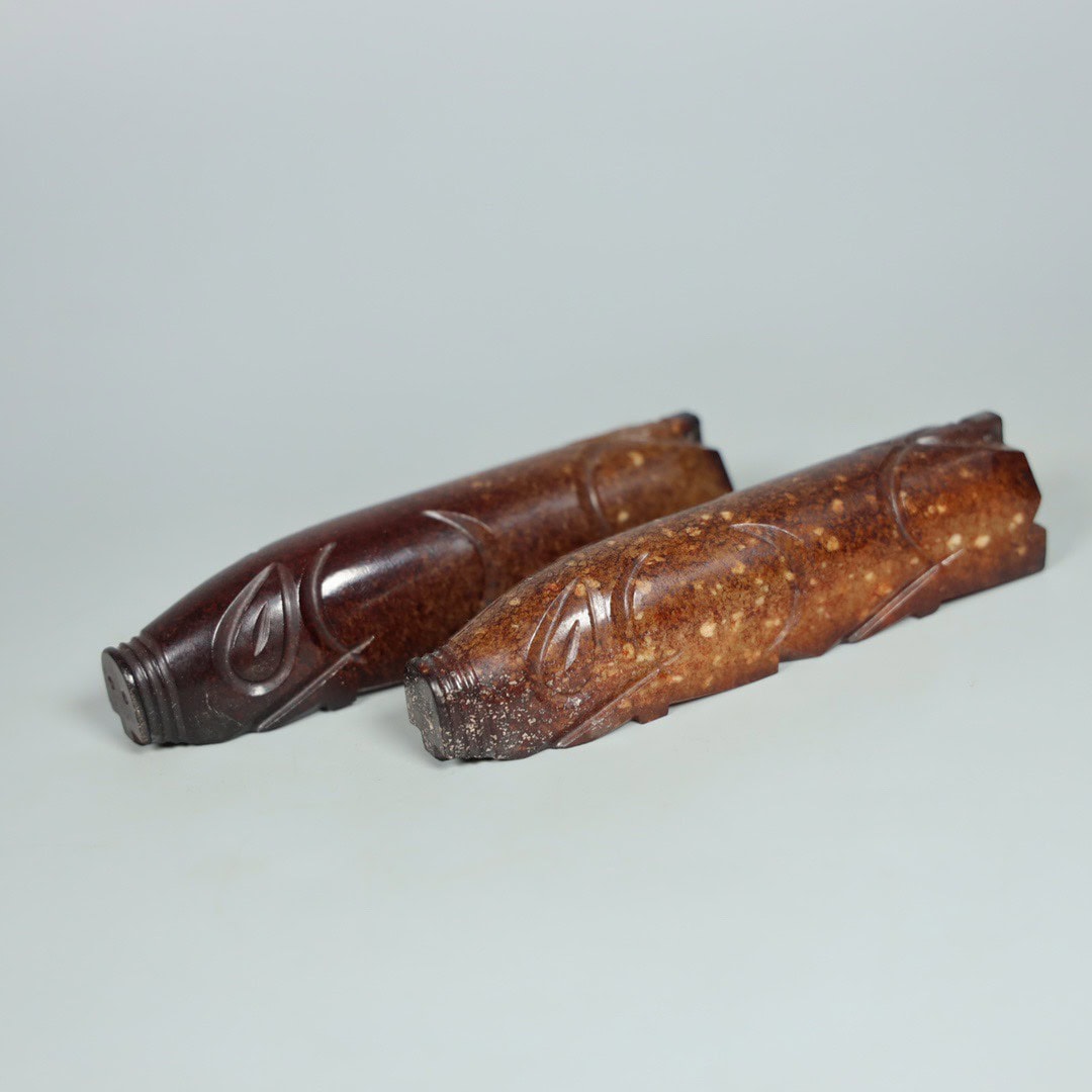 Chinese Natural Jade Carved Pig Handles