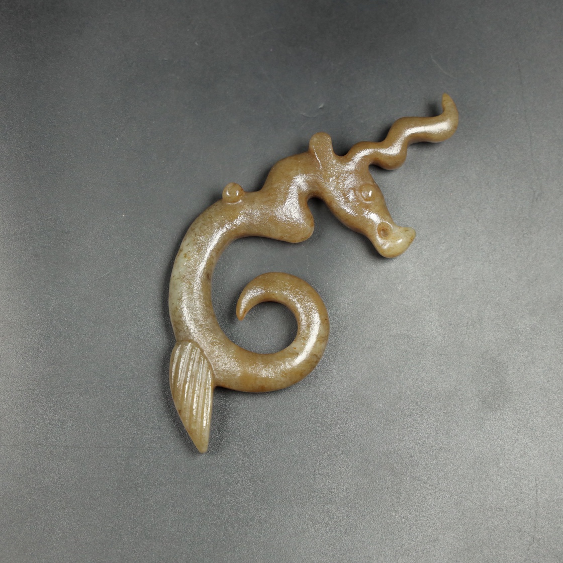 Chinese Natural Jade Carved Dragon Pendant