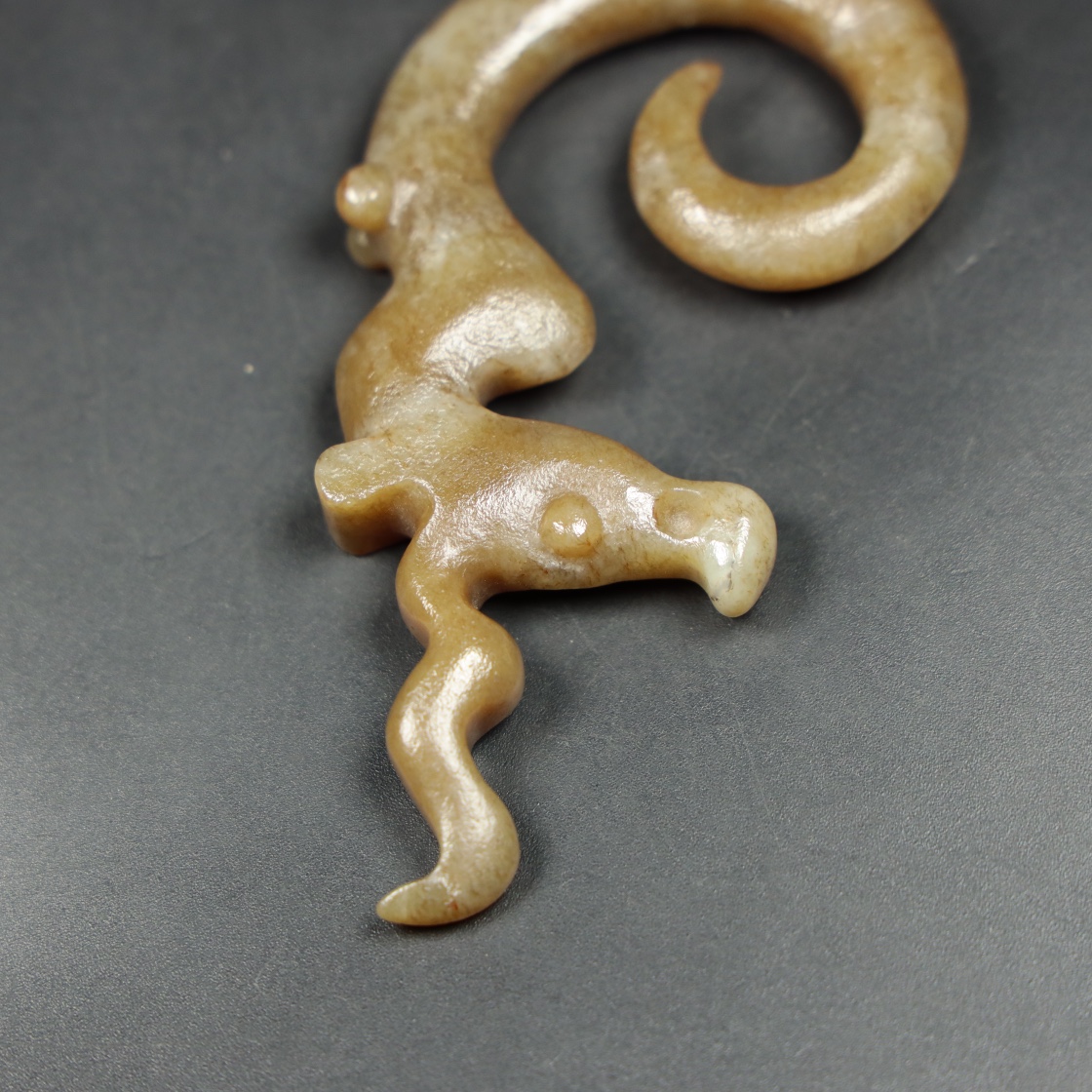 Chinese Natural Jade Carved Dragon Pendant