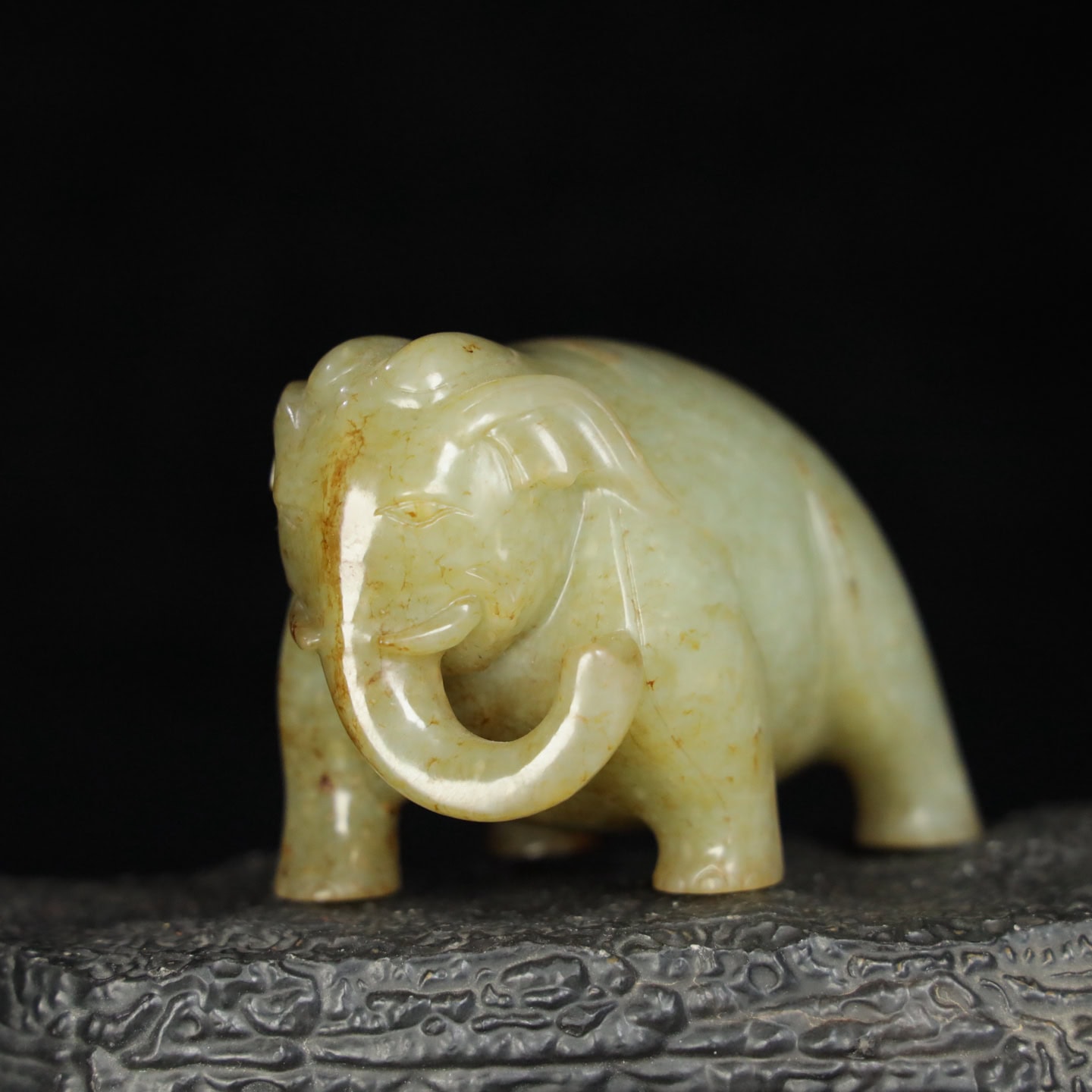 Chinese Natural Jade Carved elephants