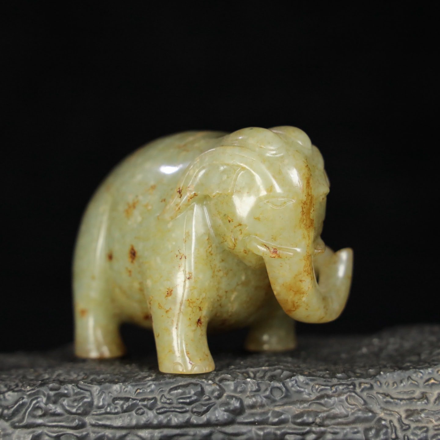 Chinese Natural Jade Carved elephants