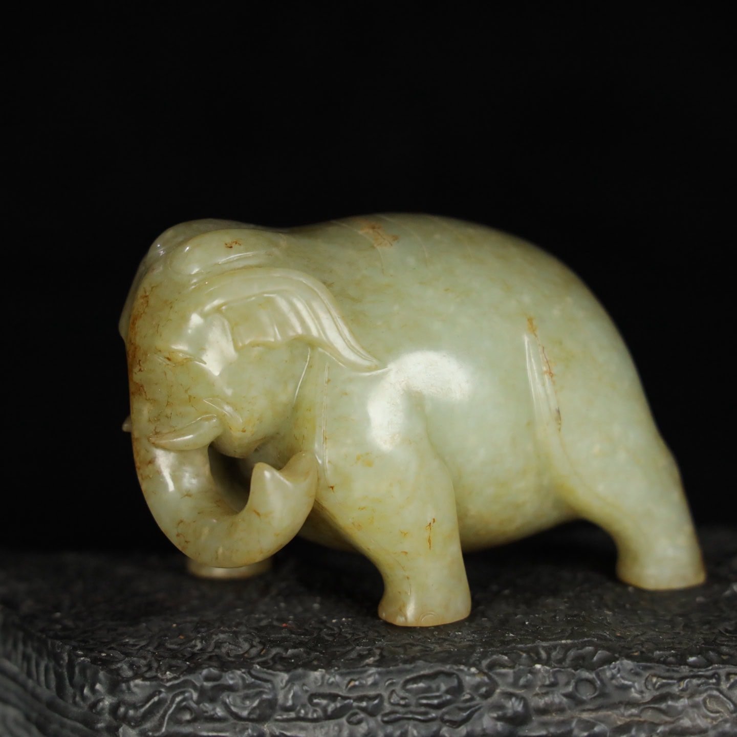 Chinese Natural Jade Carved elephants