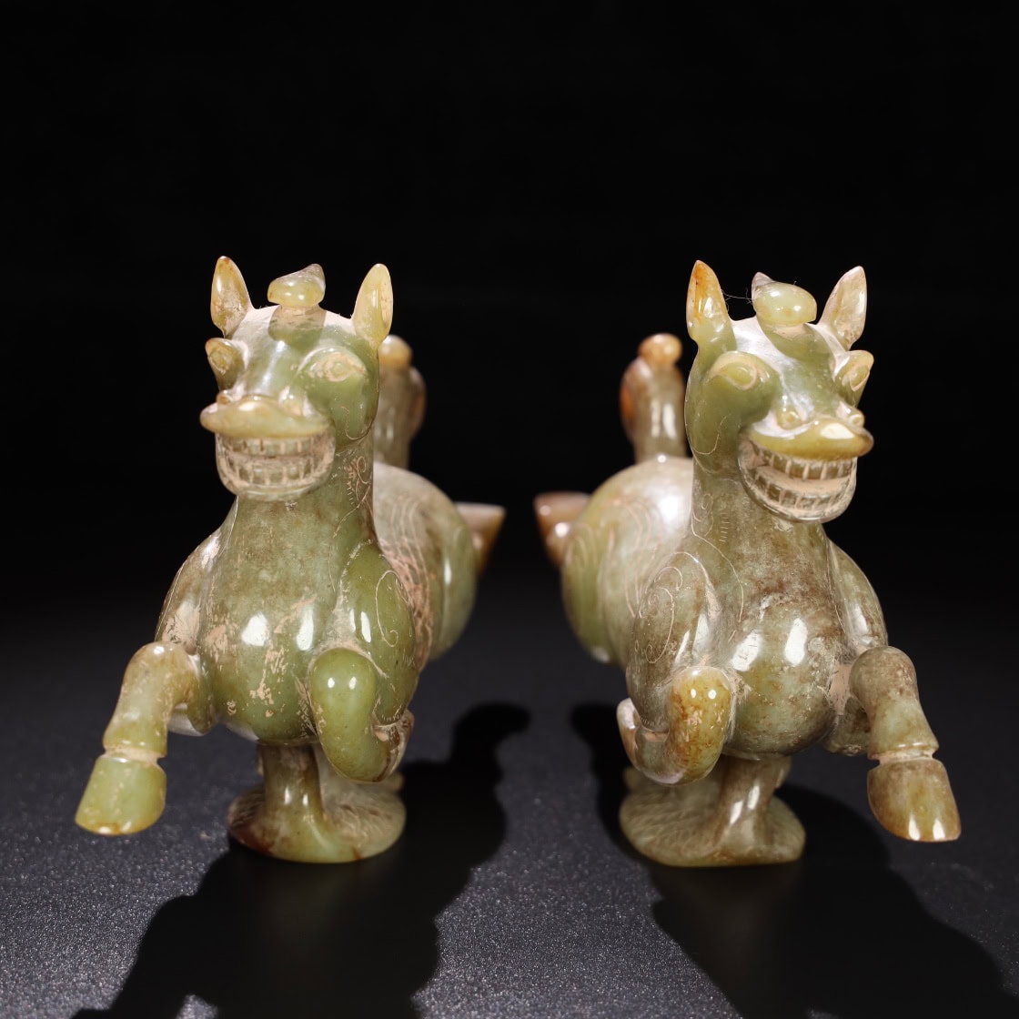Chinese Natural Jade Carved horses
