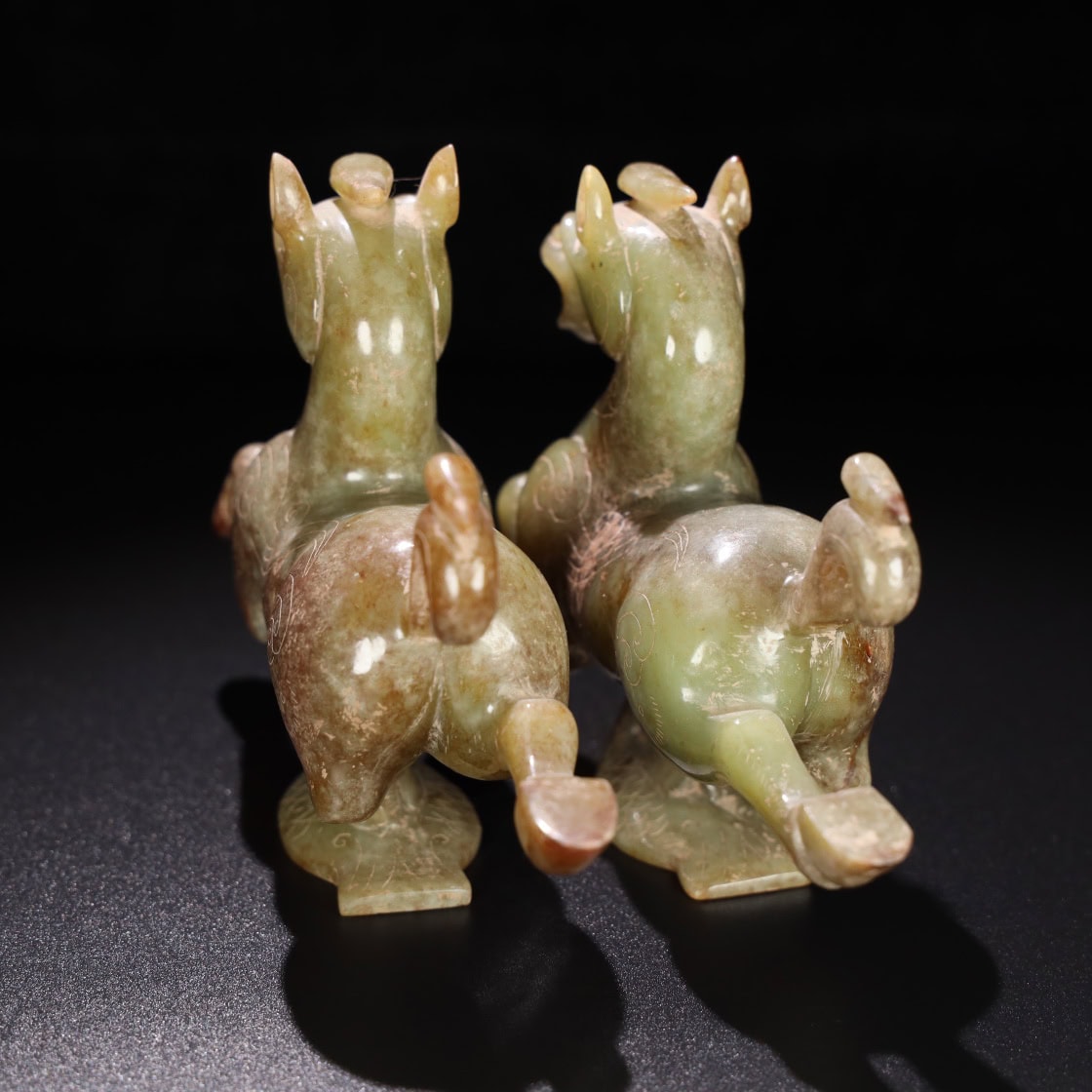 Chinese Natural Jade Carved horses
