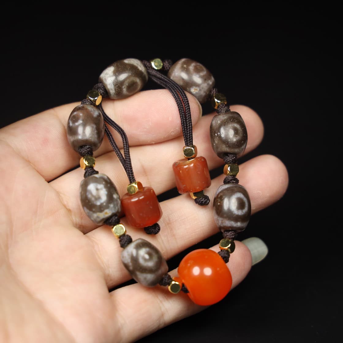 Chinese Natural Agate DZI Bead Bracelet