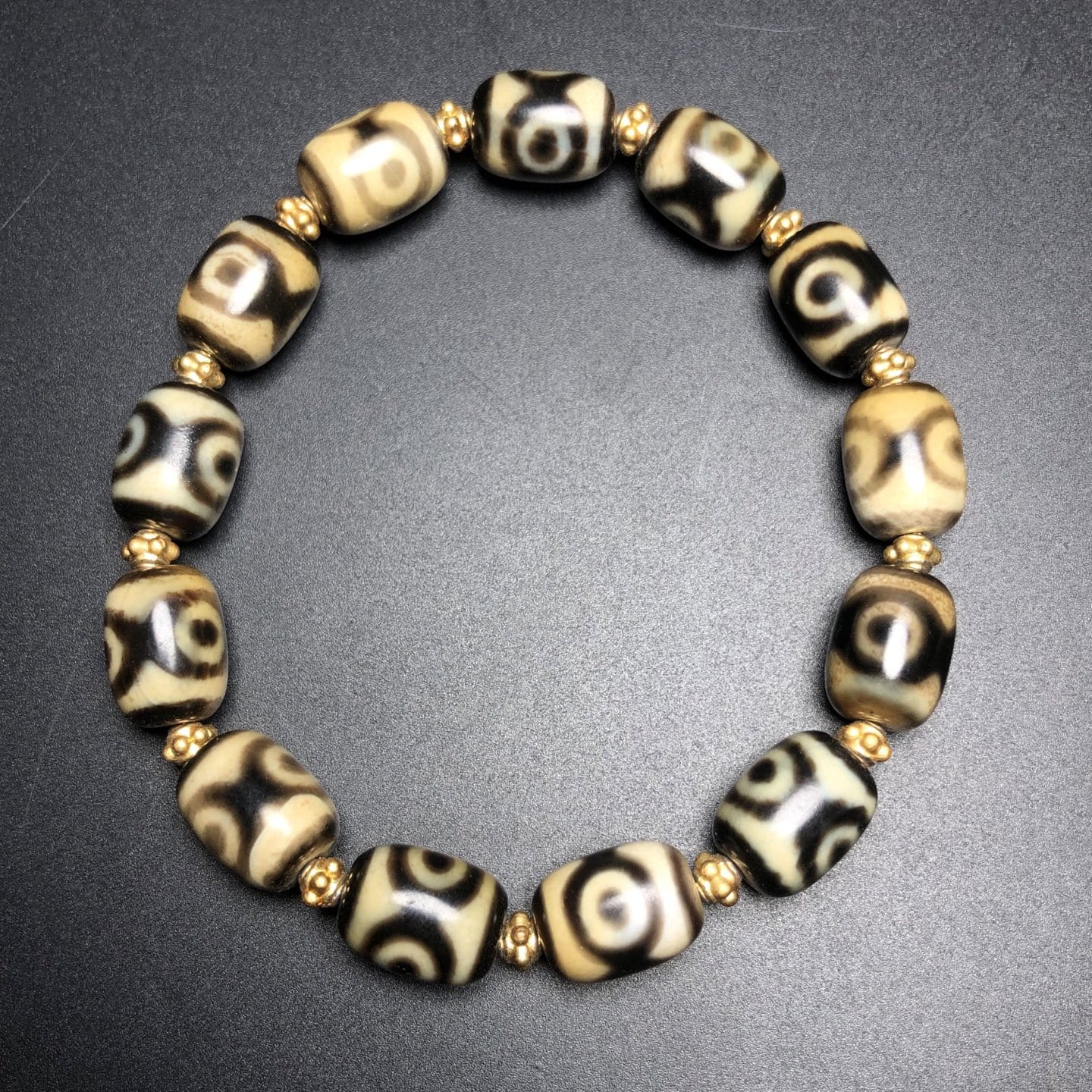 Chinese Natural Agate DZI Bead Bracelet
