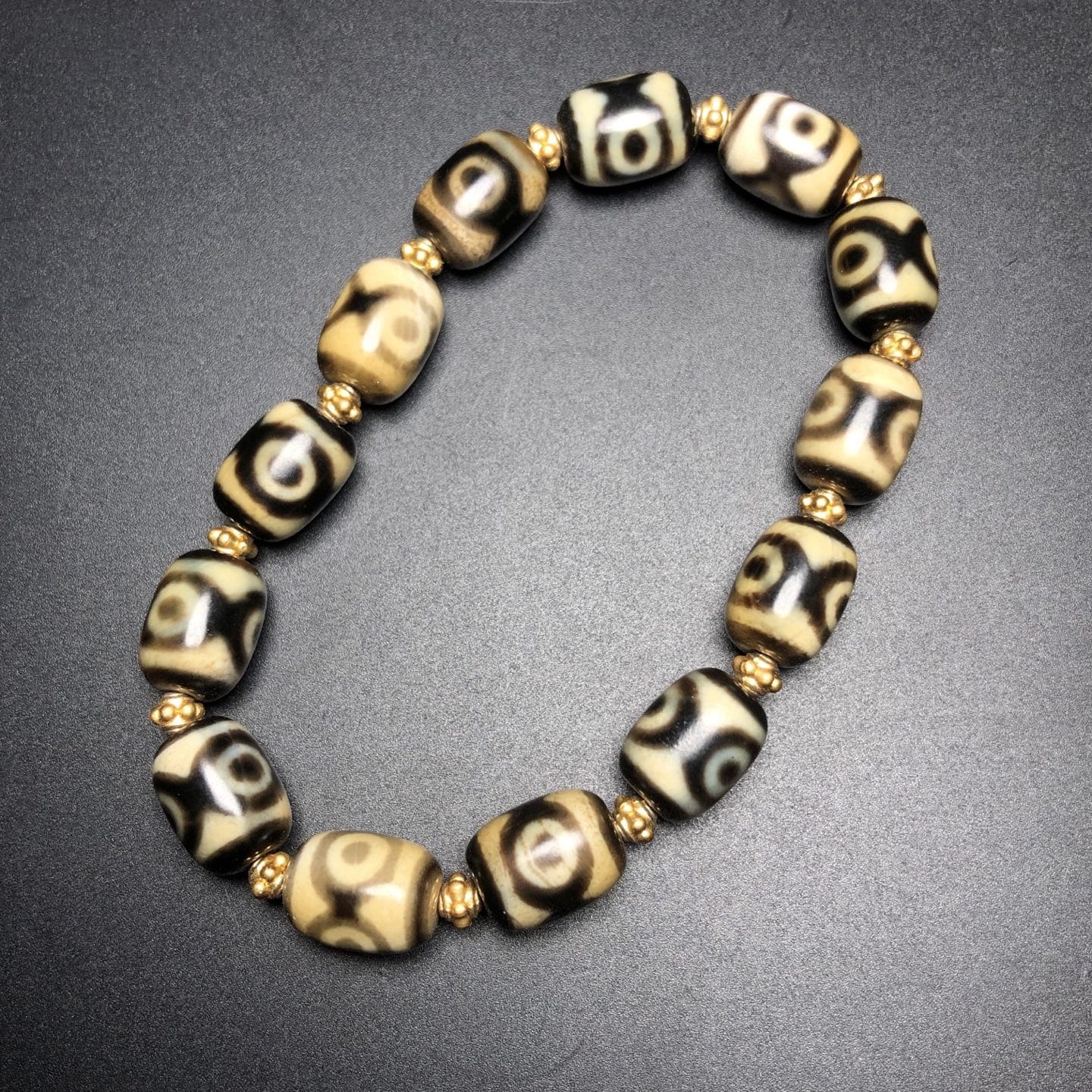 Chinese Natural Agate DZI Bead Bracelet