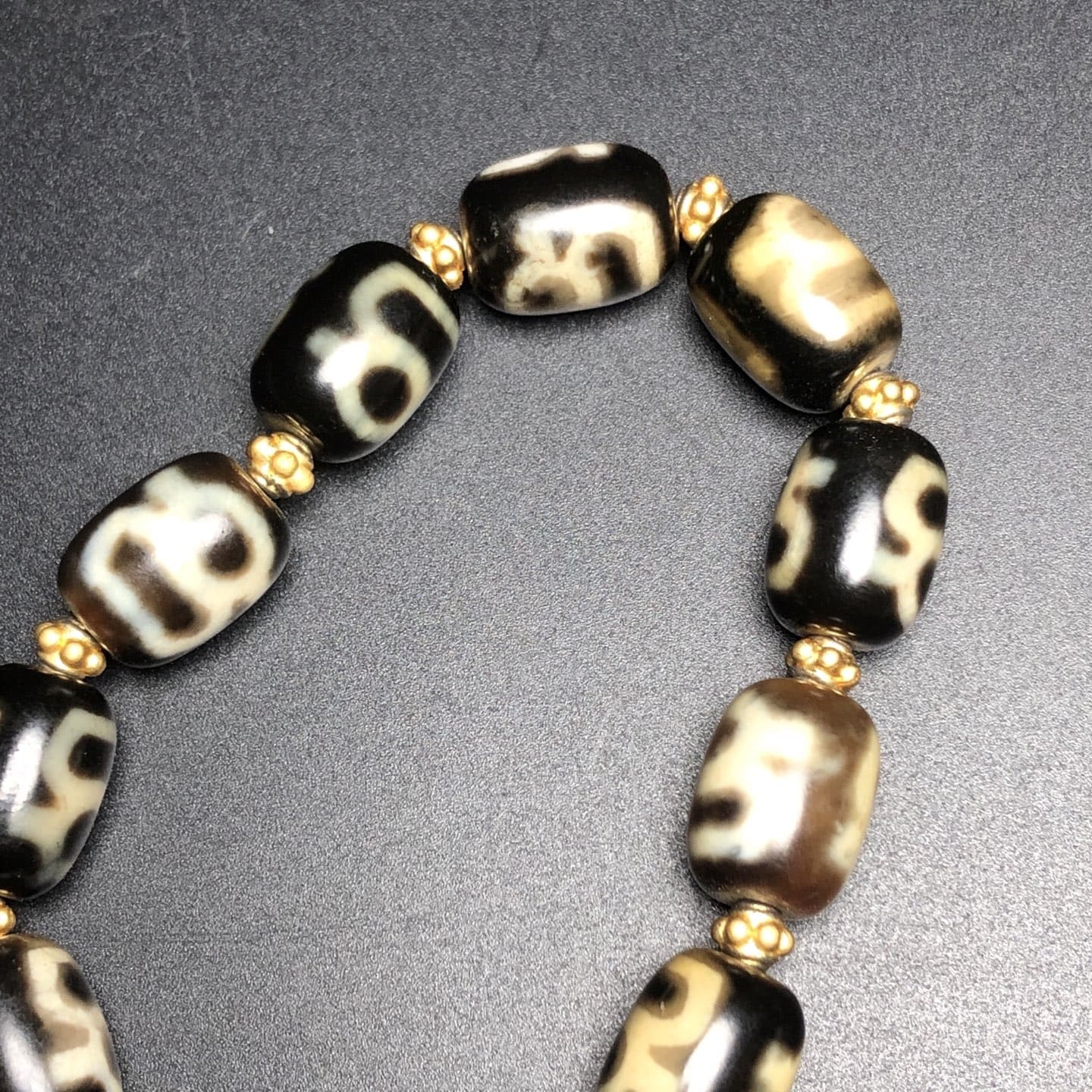 Chinese Natural Agate DZI Bead Bracelet