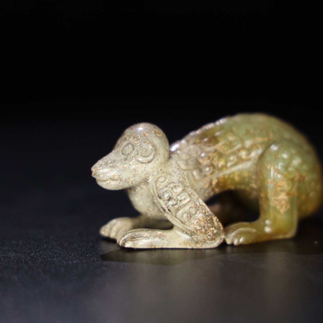 Chinese Natural Jade Carved Monkey Handle