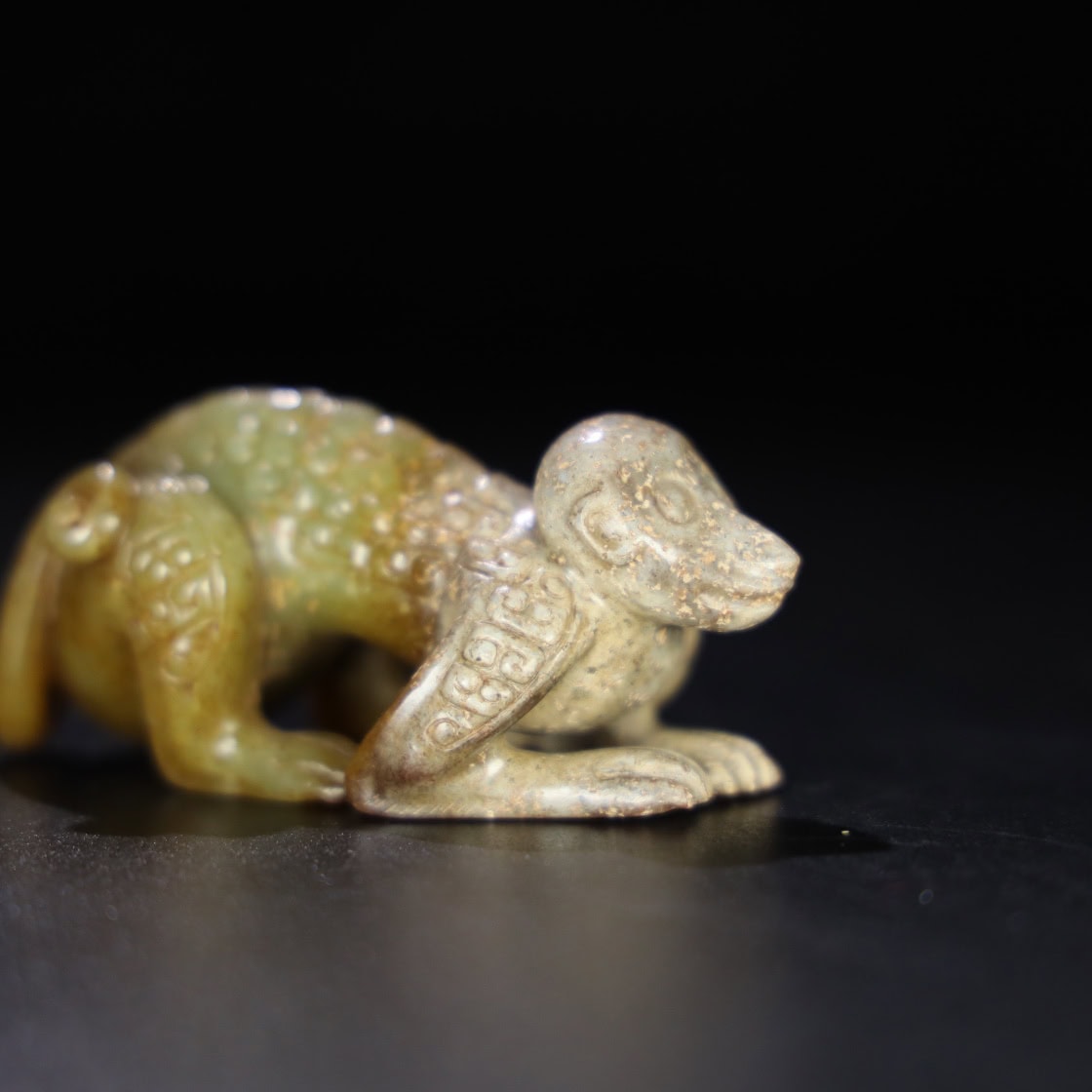 Chinese Natural Jade Carved Monkey Handle