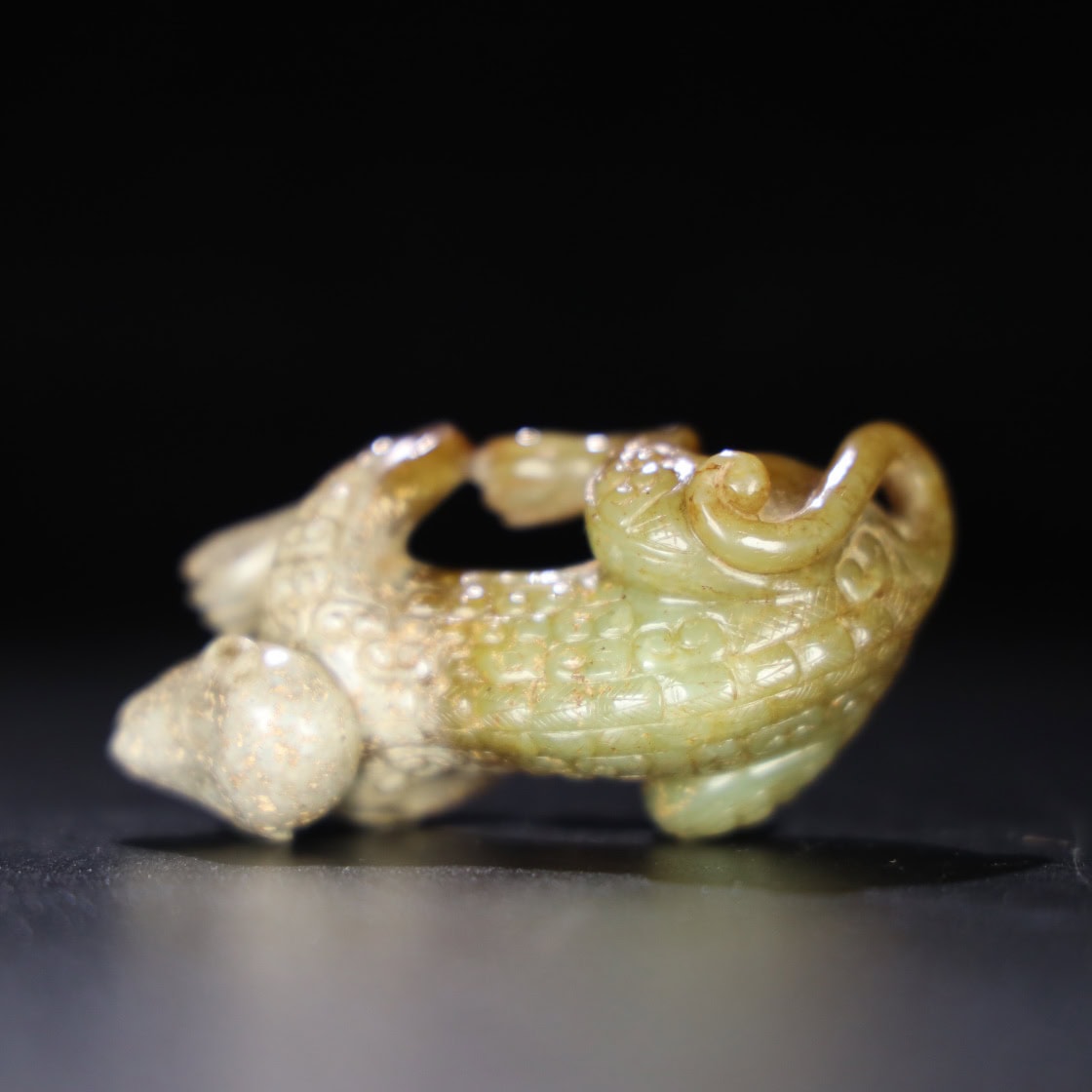 Chinese Natural Jade Carved Monkey Handle