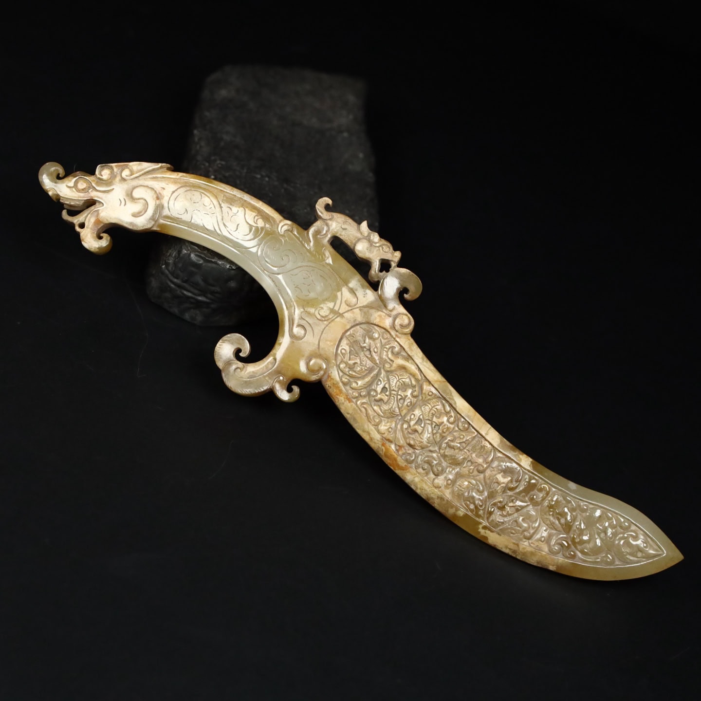 Chinese Natural Jade Carved weapons
