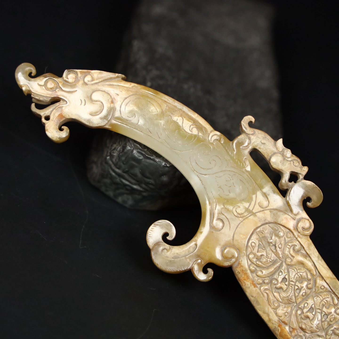 Chinese Natural Jade Carved weapons