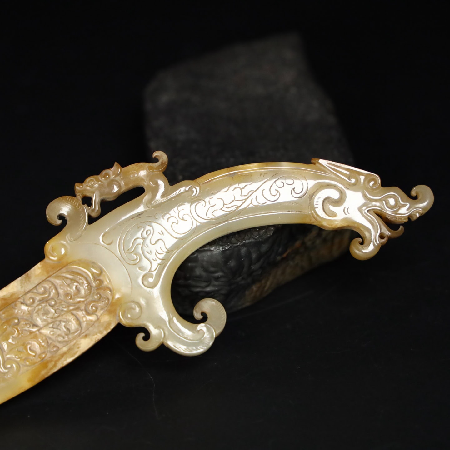 Chinese Natural Jade Carved weapons