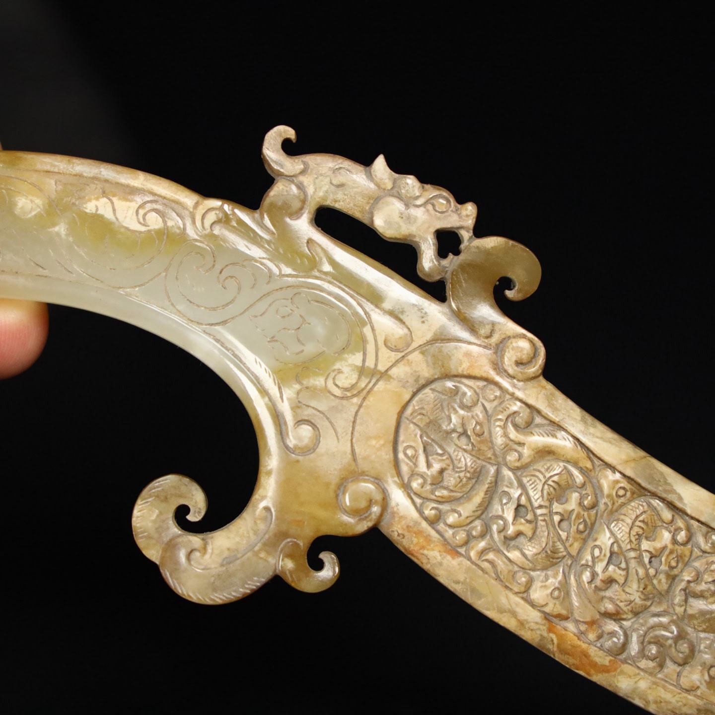 Chinese Natural Jade Carved weapons