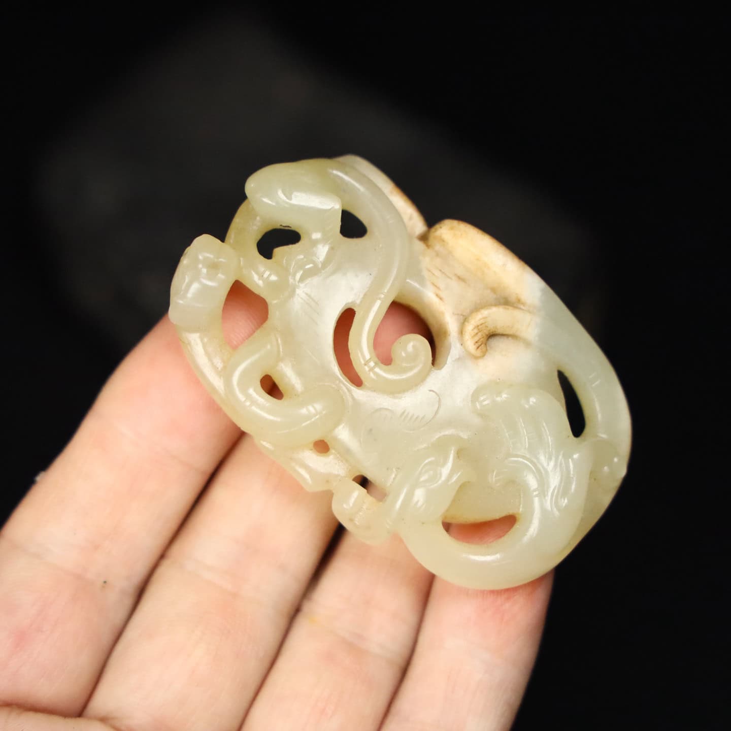 Chinese Natural Jade Carved heart pendant